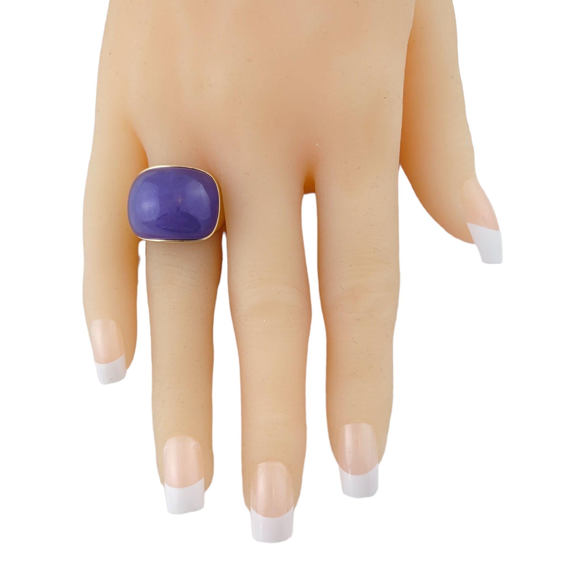 14K Gelbgold Lavendelfarbener Jade-Ring (Kissenschliff)