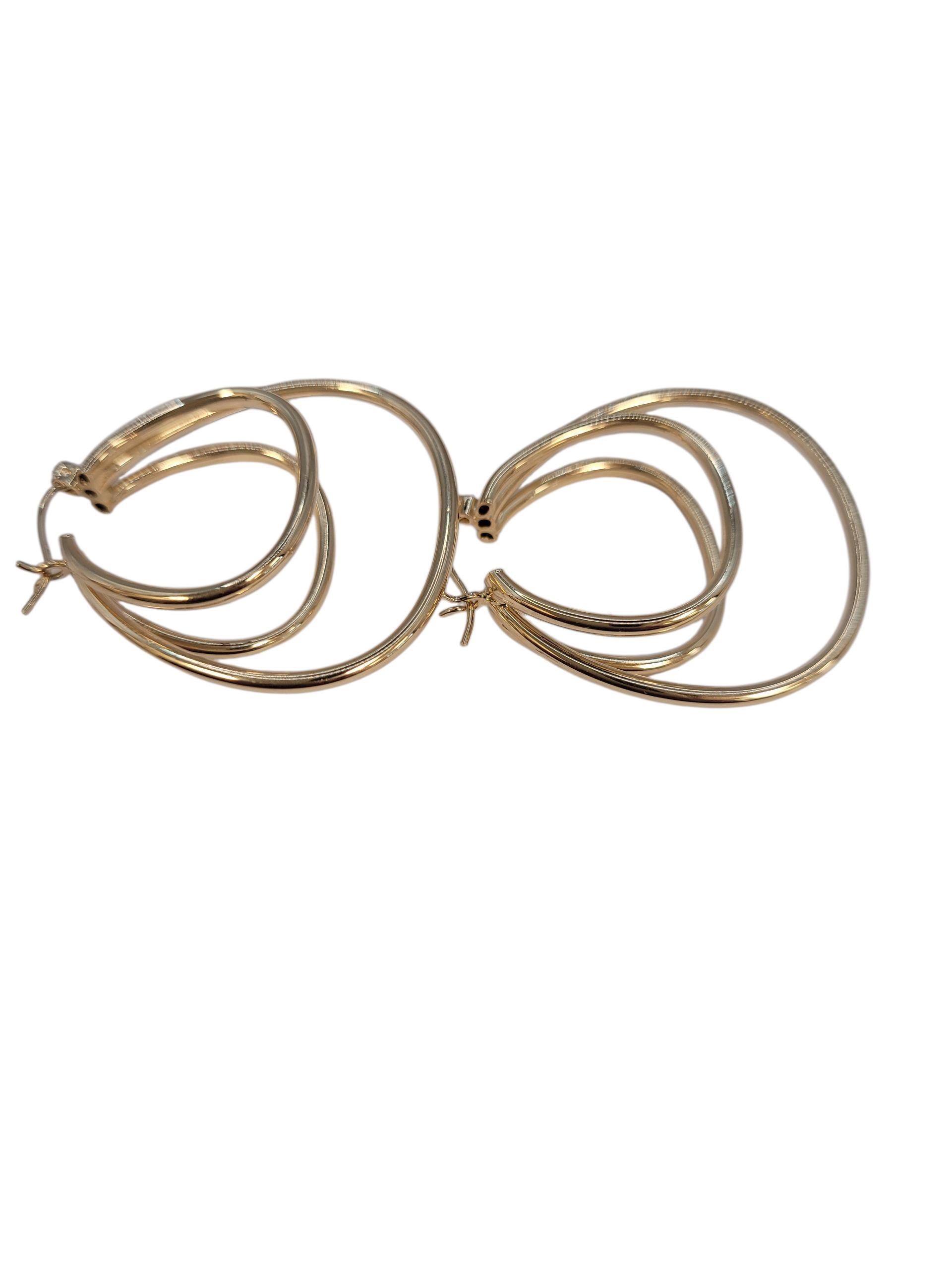 Boucles d'oreilles triple en or jaune 14k #23243 en vente 1