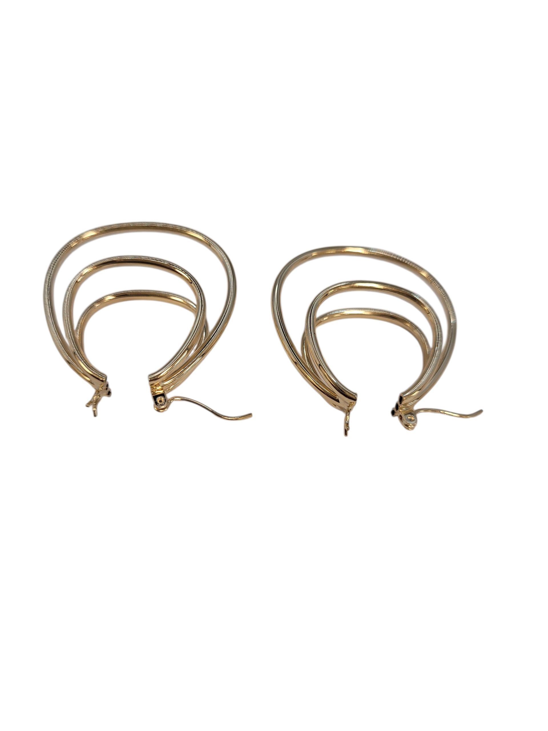 Boucles d'oreilles triple en or jaune 14k #23243 en vente 2
