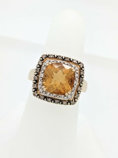 14 Karat Yellow Gold Le Vian Citrine Chocolate Diamond White Sapphire Ring
