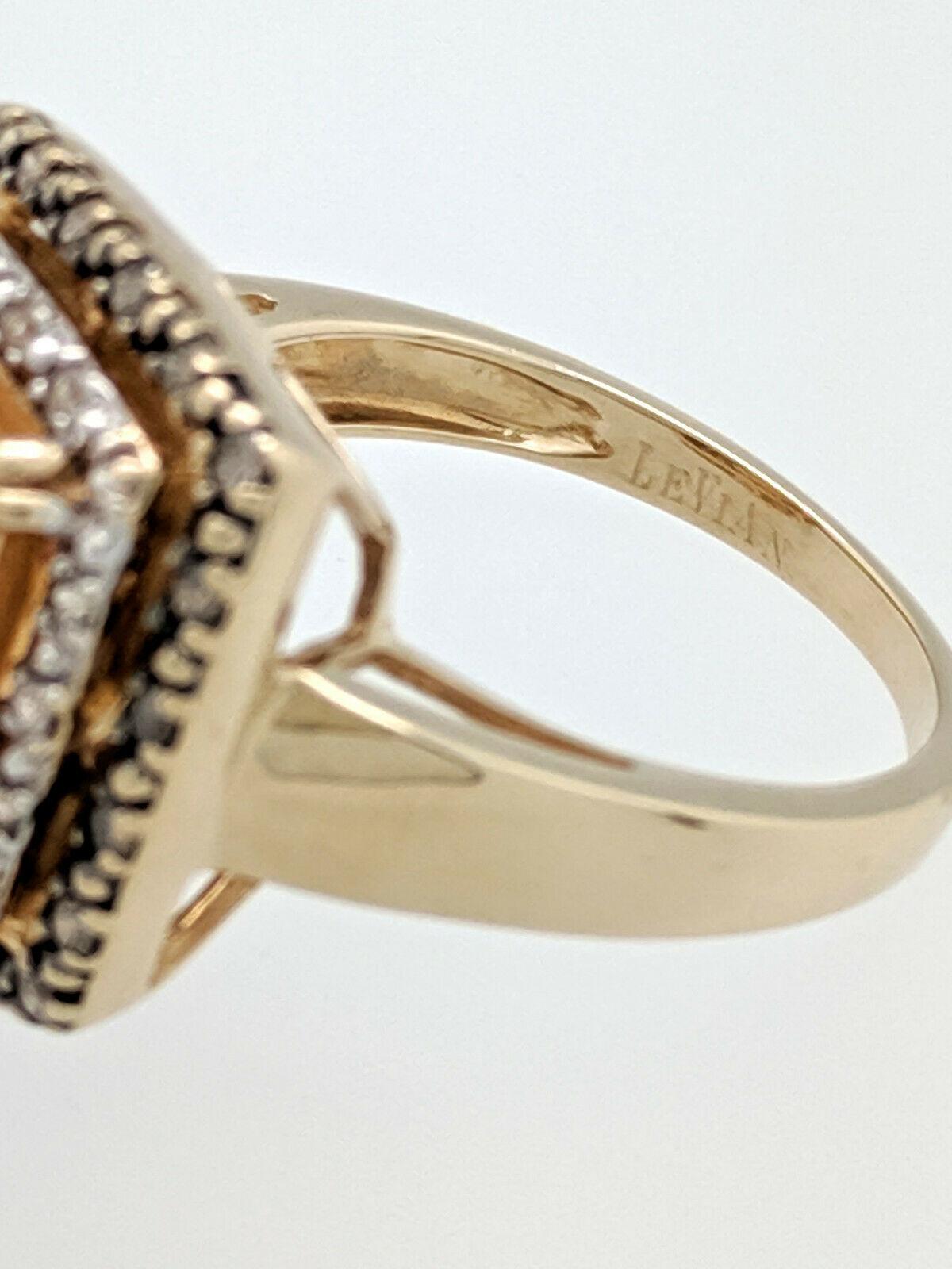 Round Cut 14 Karat Yellow Gold Le Vian Citrine Chocolate Diamond White Sapphire Ring For Sale