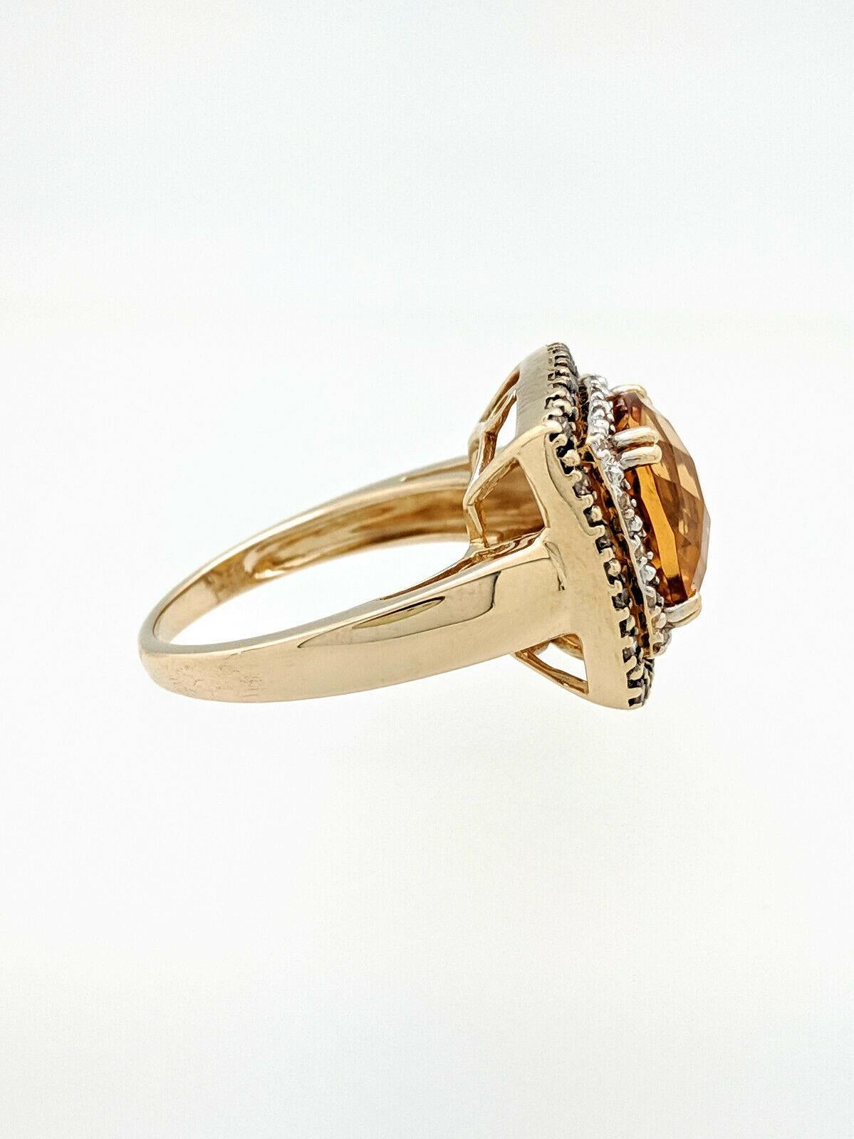Women's 14 Karat Yellow Gold Le Vian Citrine Chocolate Diamond White Sapphire Ring For Sale