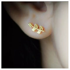 Borchie a foglia in oro giallo 14K Oro massiccio Borchie minimaliste in oro regalo