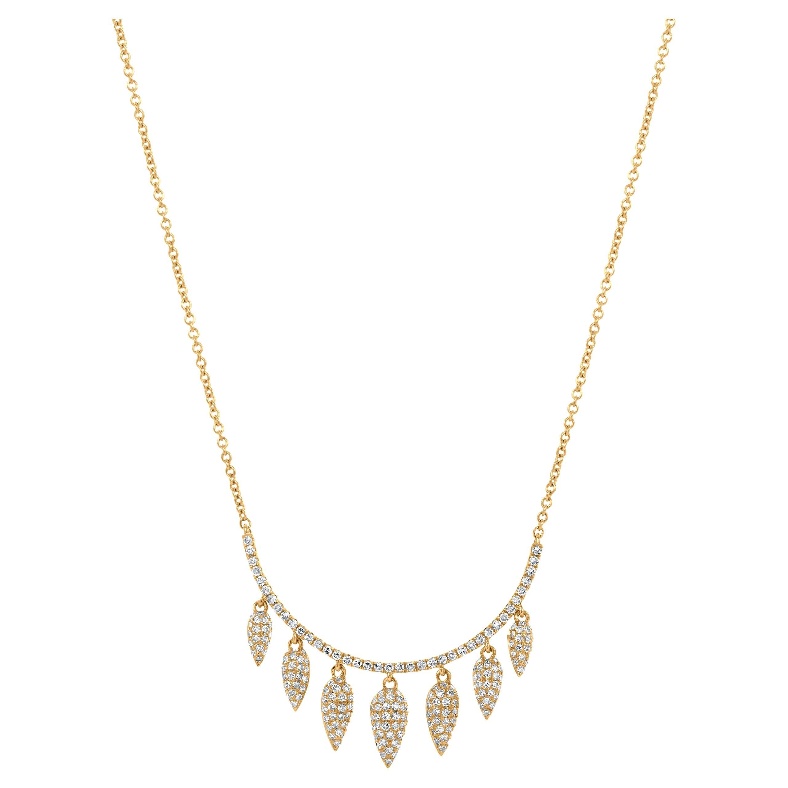 Luxle Leaf Dangle Diamond Necklace in 14K Yellow Gold  For Sale