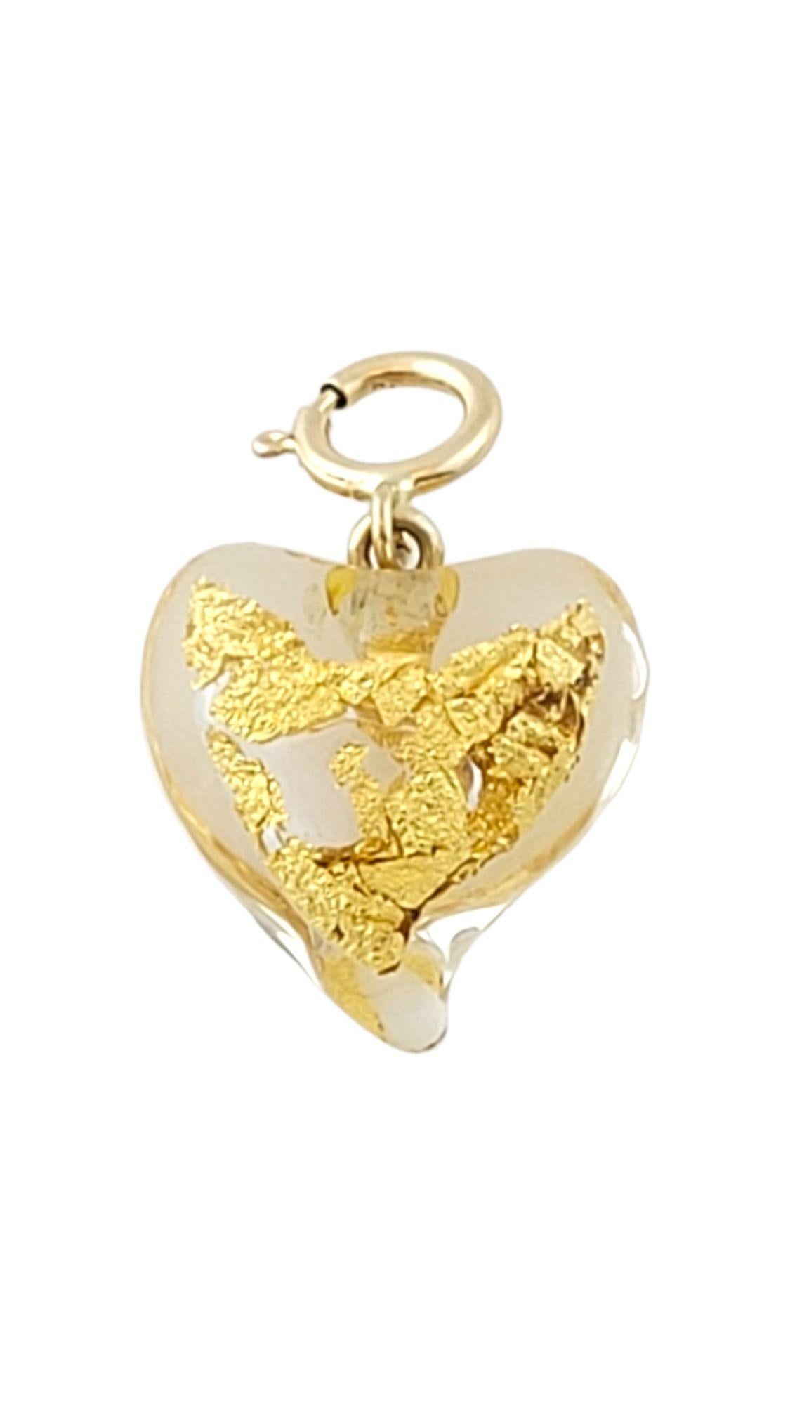 14K Yellow Gold Leaf Gold Heart Pendant #14432 In Good Condition For Sale In Washington Depot, CT