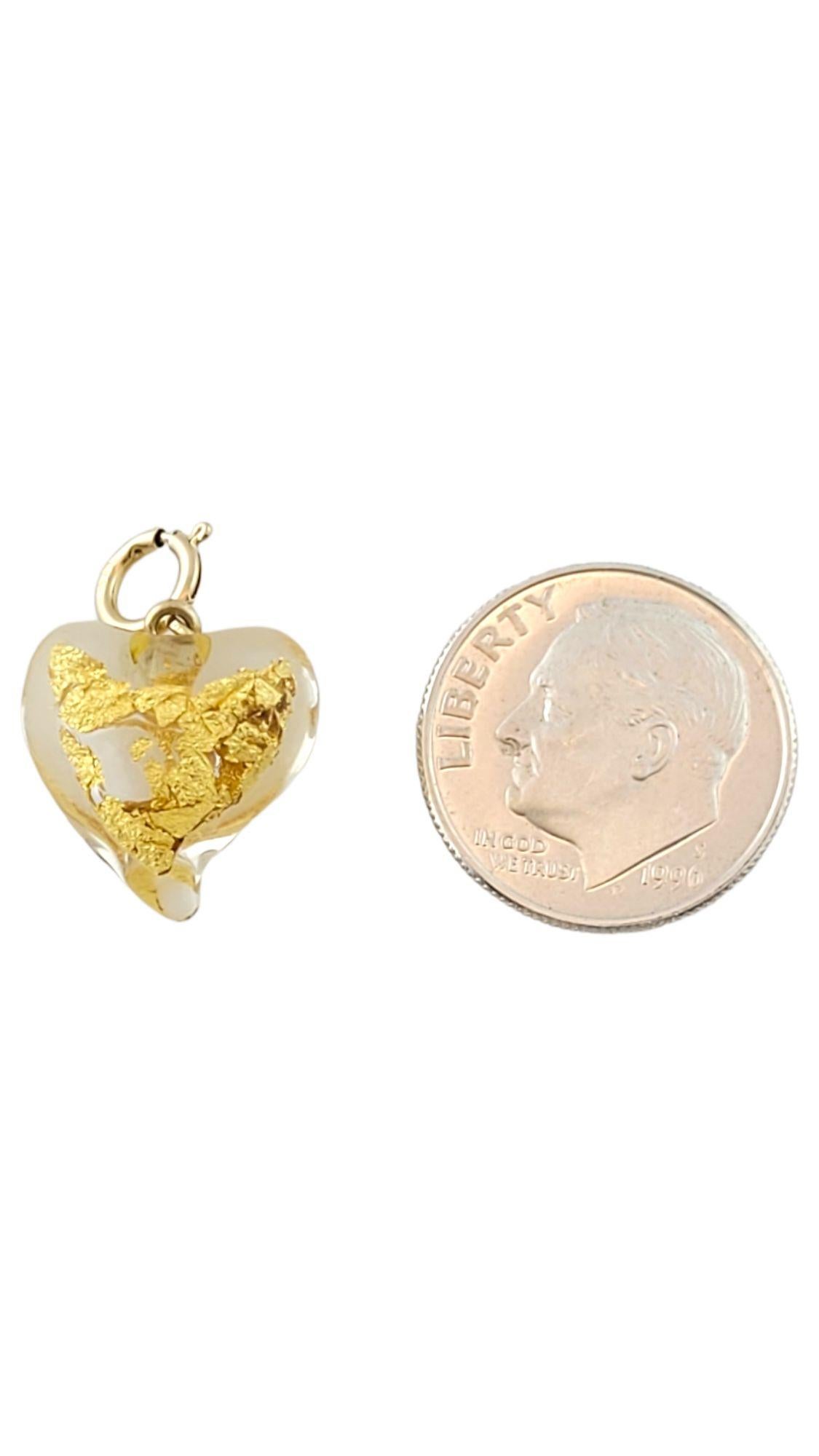 14K Yellow Gold Leaf Gold Heart Pendant #14432 For Sale 2