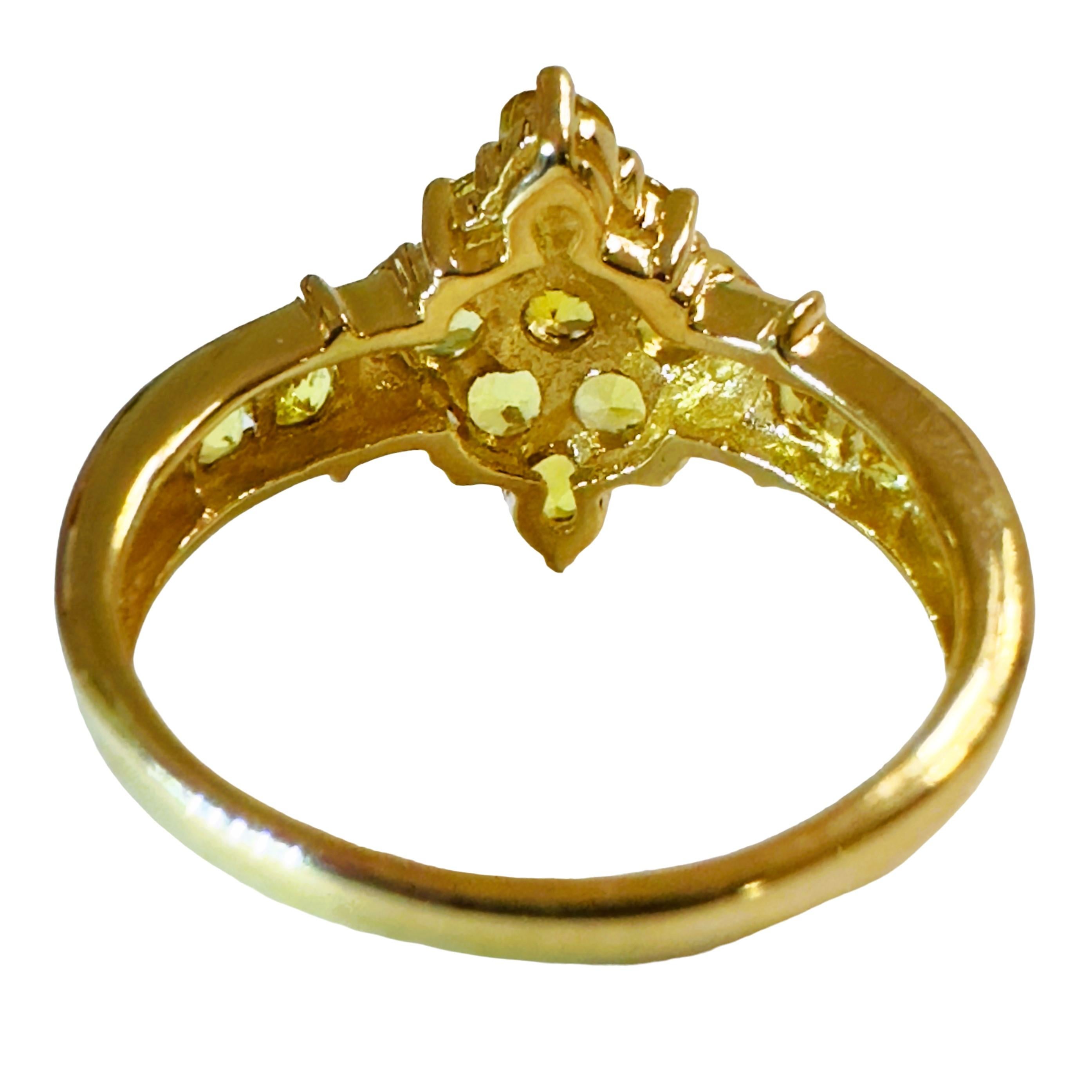 14K Yellow Gold Lemon - Green .80 carat Diamond Cut Citrine Ring Size 6.75 In Excellent Condition In Eagan, MN