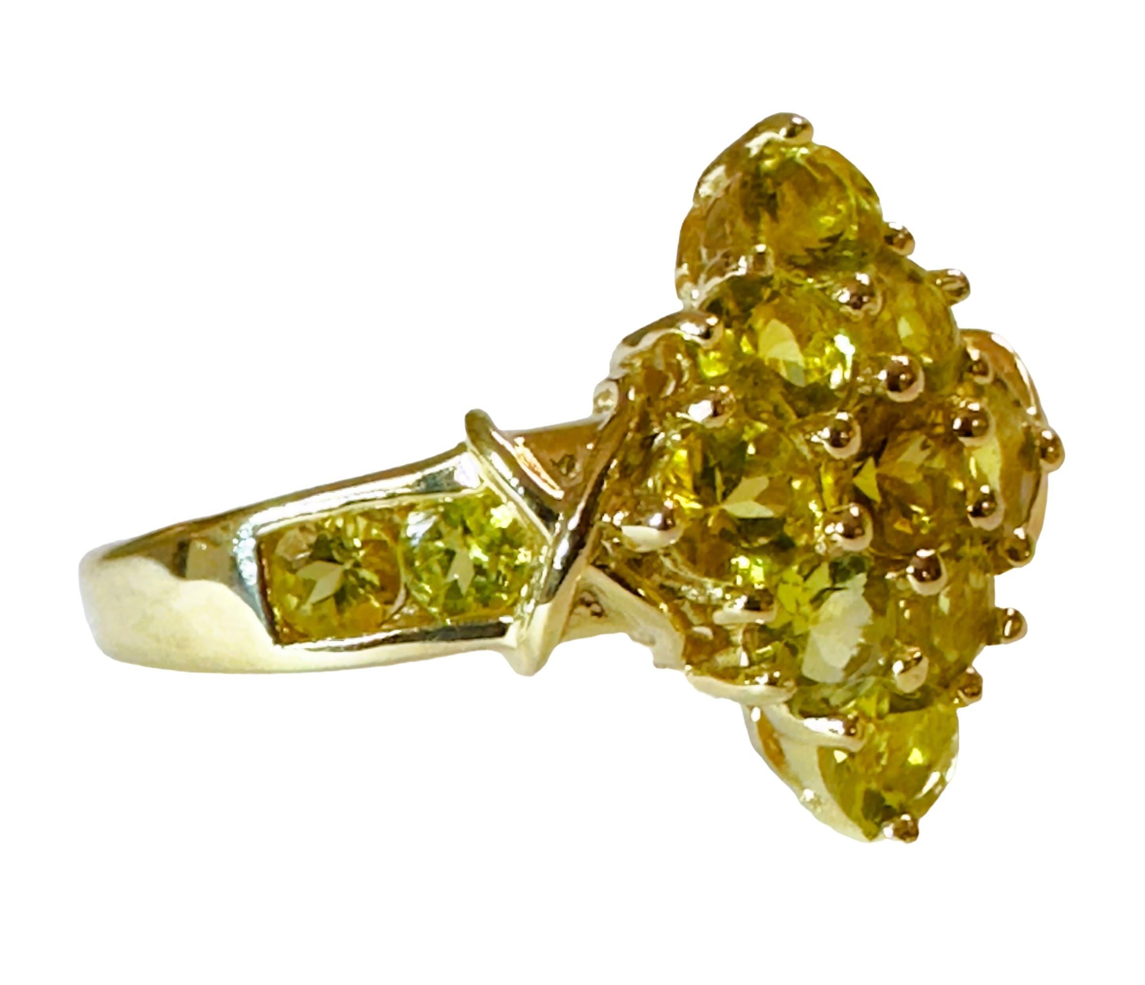 14K Yellow Gold Lemon - Green .80 carat Diamond Cut Citrine Ring Size 6.75 1