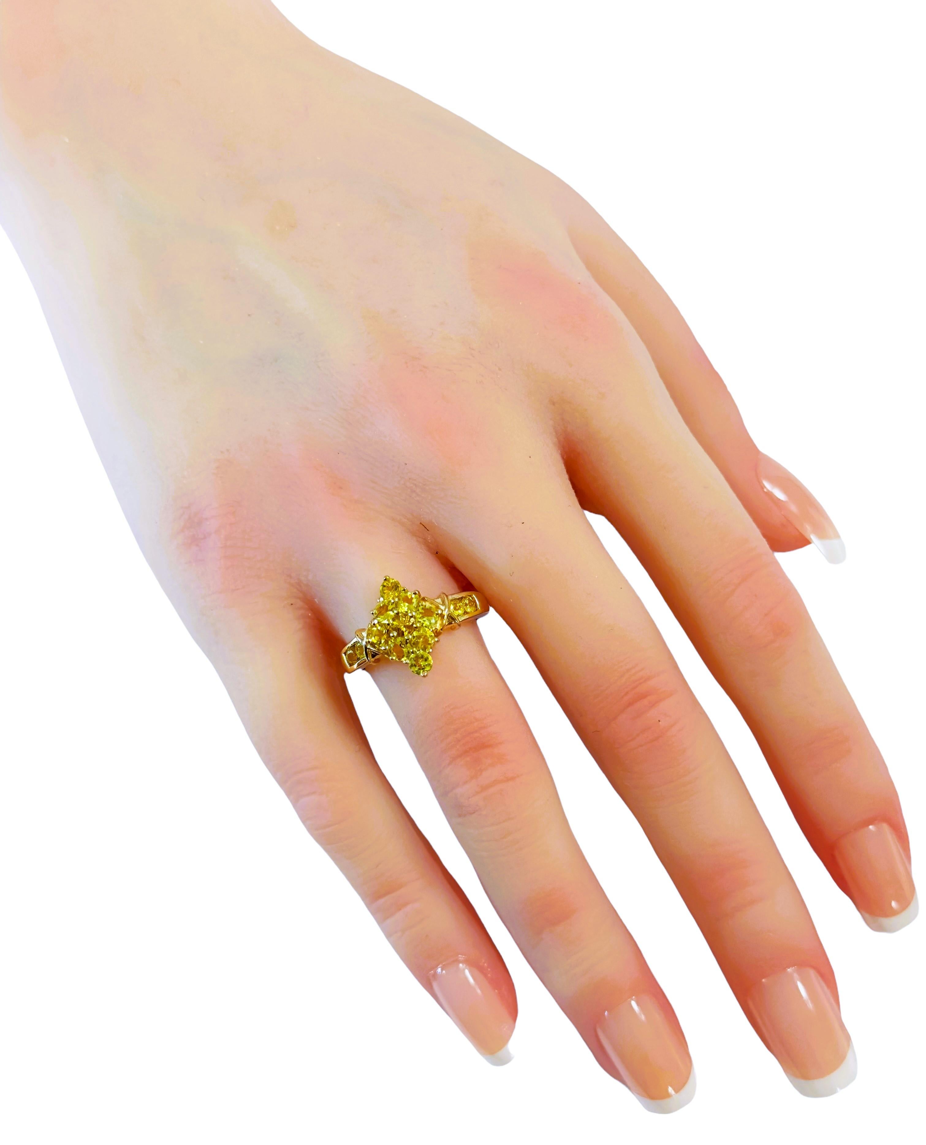 14K Yellow Gold Lemon - Green Citrine Ring Size 6.75 For Sale 2