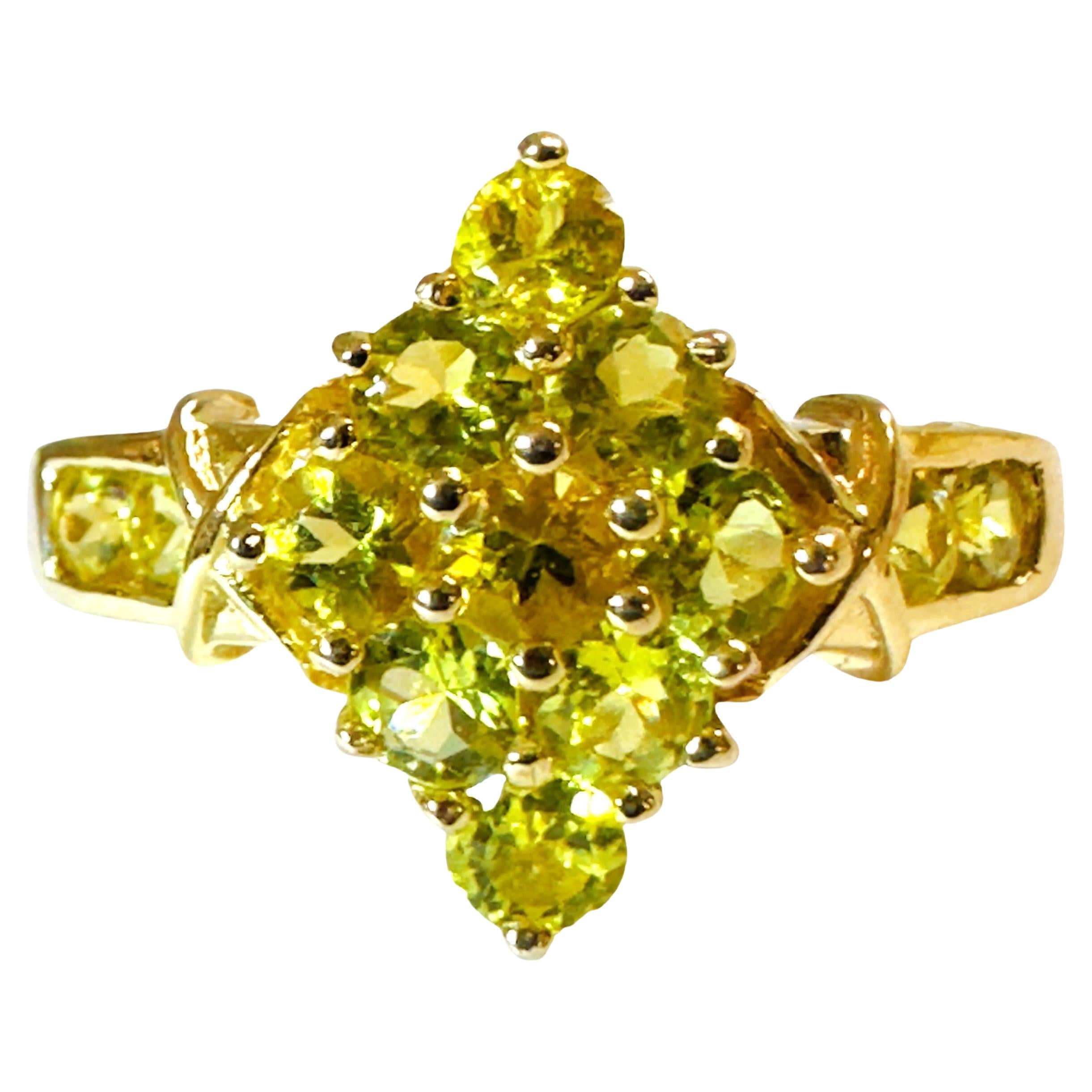 14K Yellow Gold Lemon - Green Citrine Ring Size 6.75 For Sale