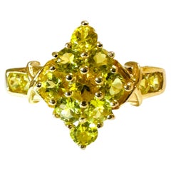 14K Yellow Gold Lemon - Green Citrine Ring Size 6.75