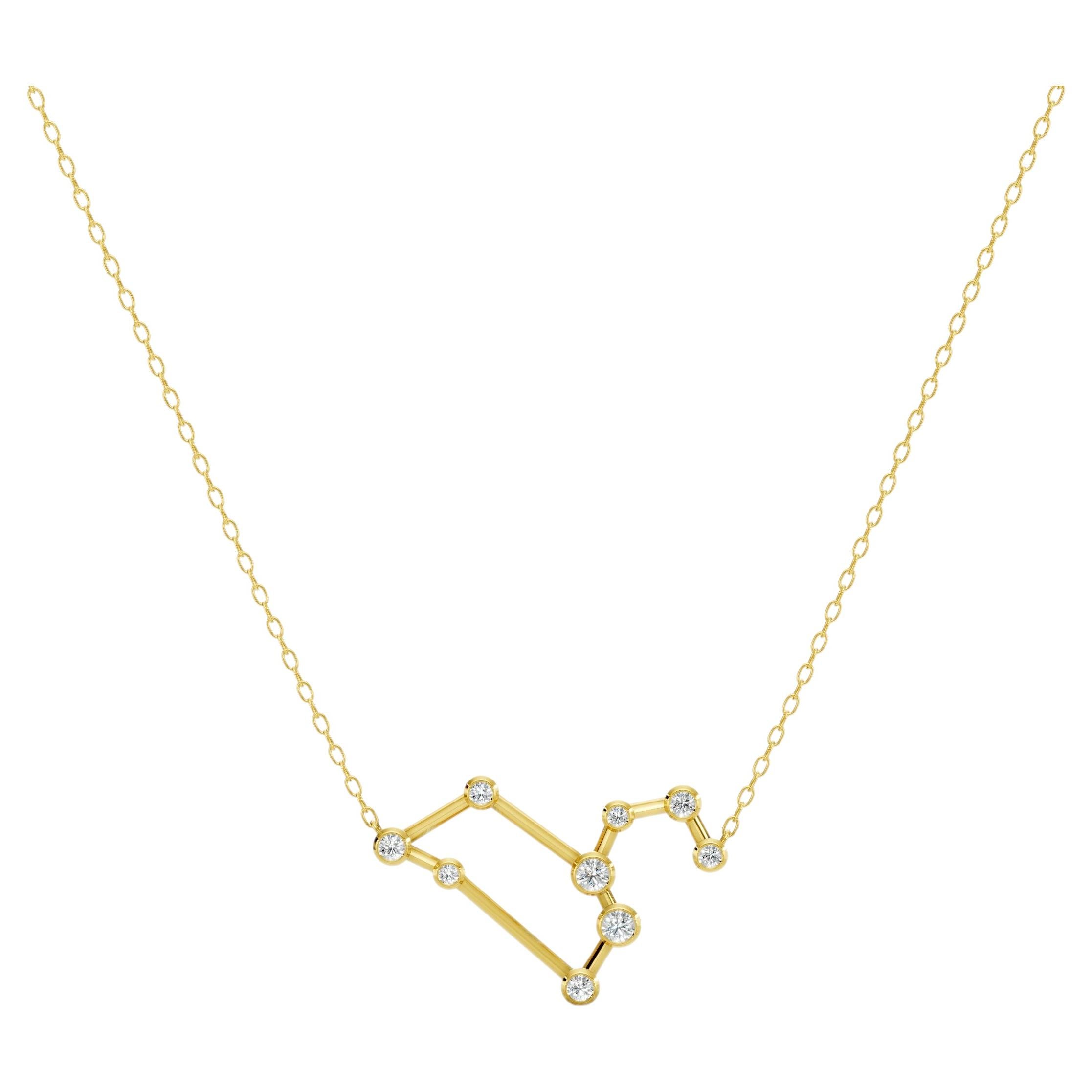 Collar Constelación Leo de Oro Amarillo de 14 K y Diamante Lab por ExtraordinAri Gems