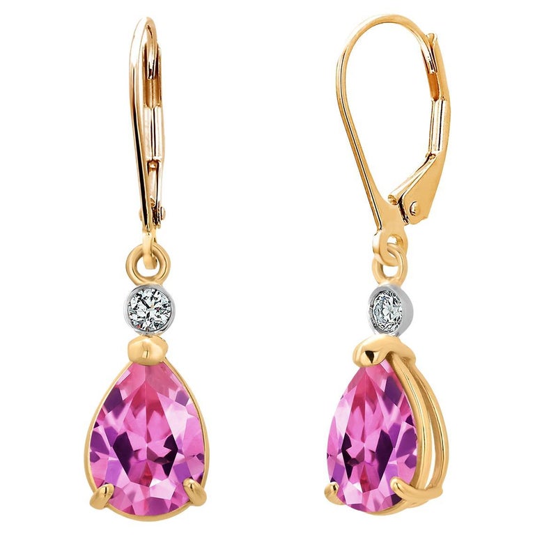 Boucles D'oreilles En Or Jaune 9 Carats Avec Diamants Et Topazes - Pour Femmes - Occasion