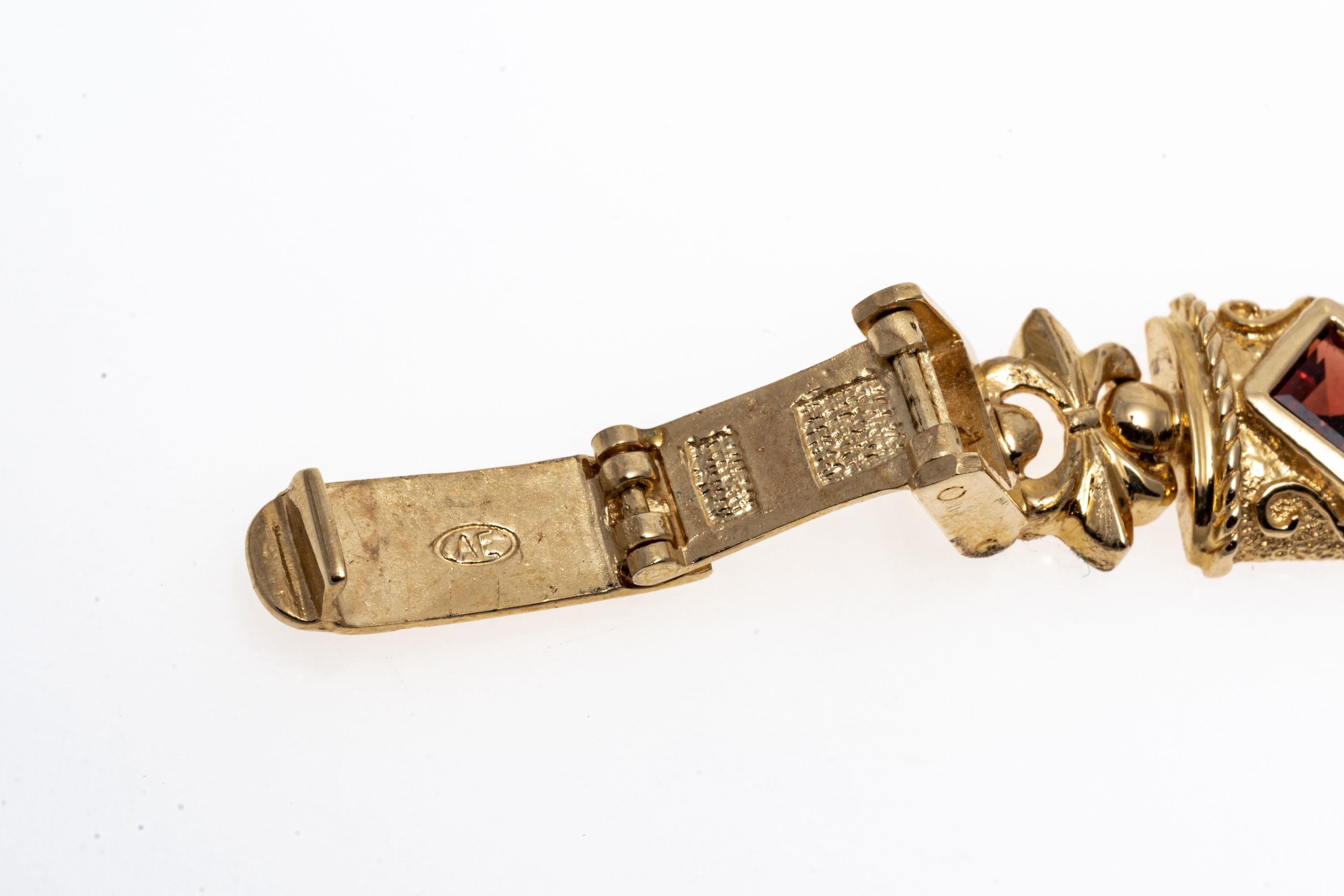 14 Karat Gelbgold Liberty $5 Münze und Granat Gliederarmband, App. 1,60 TCW 1