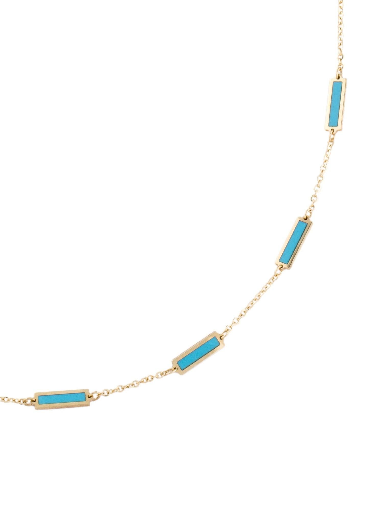 Contemporary 14k Yellow Gold & Light Pink Inlay Station Bar Necklace, Made in Italy For Sale