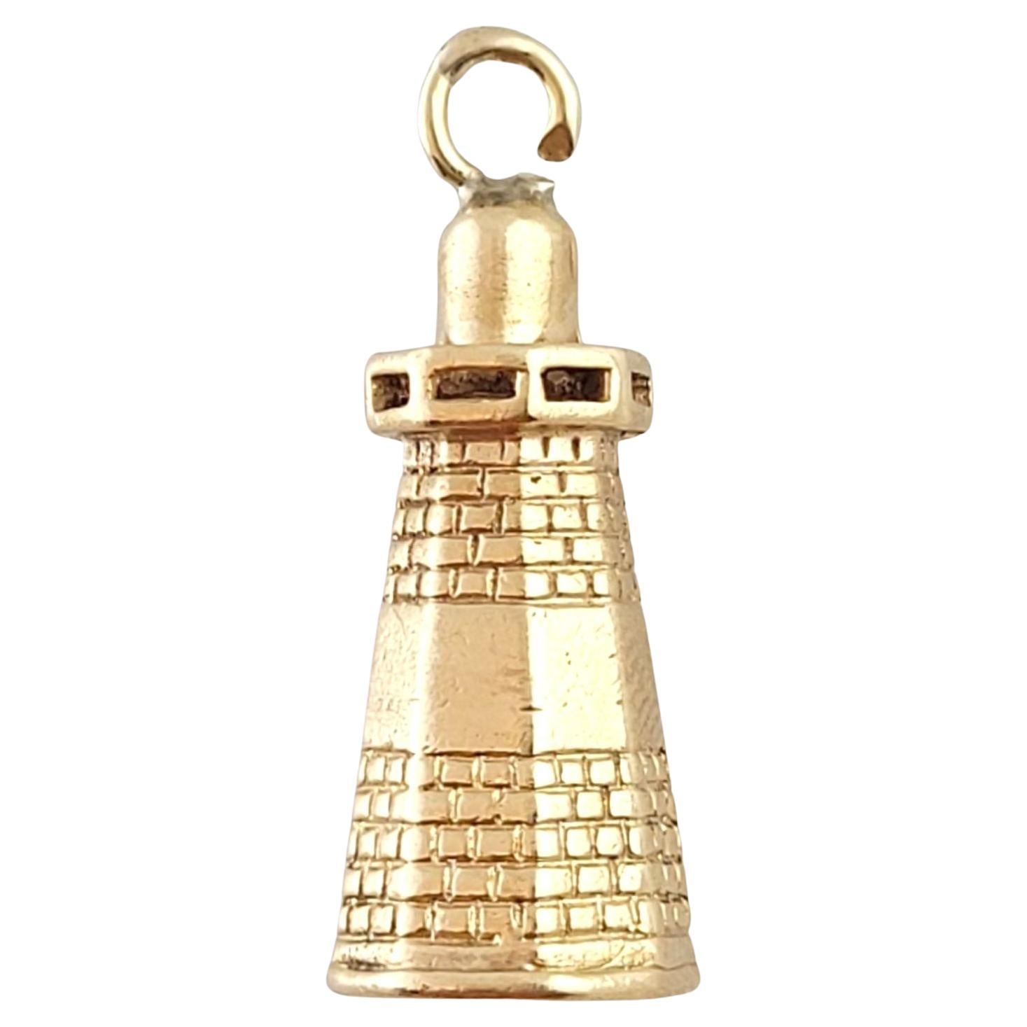 14K Yellow Gold Lighthouse Charm #14861 For Sale