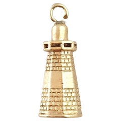 Vintage 14K Yellow Gold Lighthouse Charm #14861