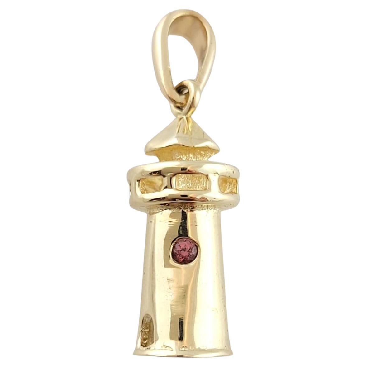 14K Yellow Gold Lighthouse Charm #16229 For Sale