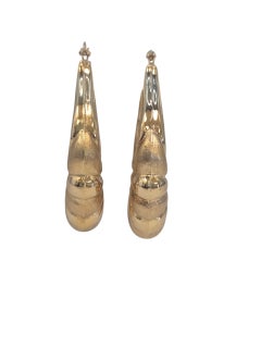 14K Yellow Gold Lightly Textured Shrimp-Style Hoop Earrings #23545