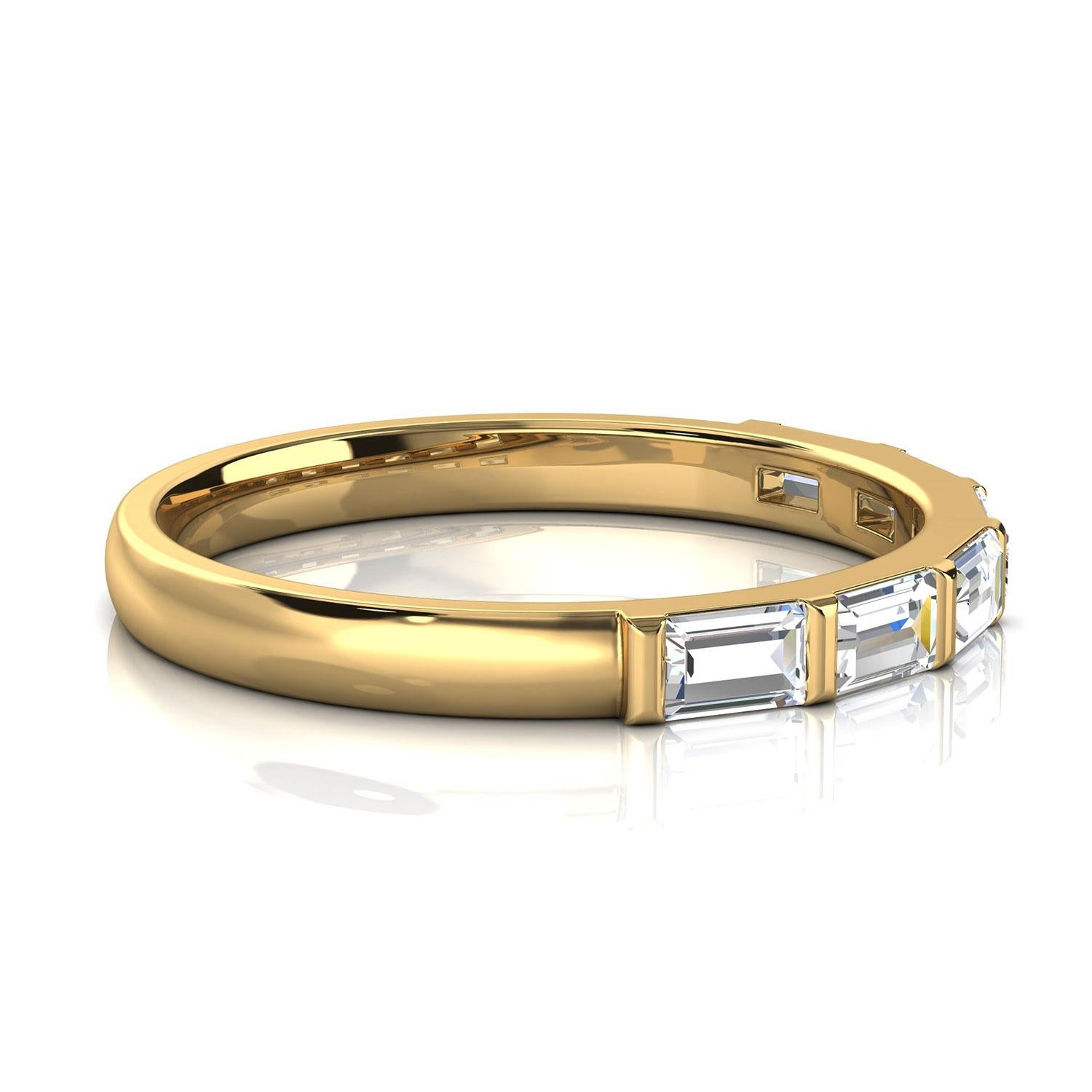 Baguette Cut 14k Yellow Gold Lindie Baguette Organic Design Diamond Ring '1/2 Ct. Tw' For Sale