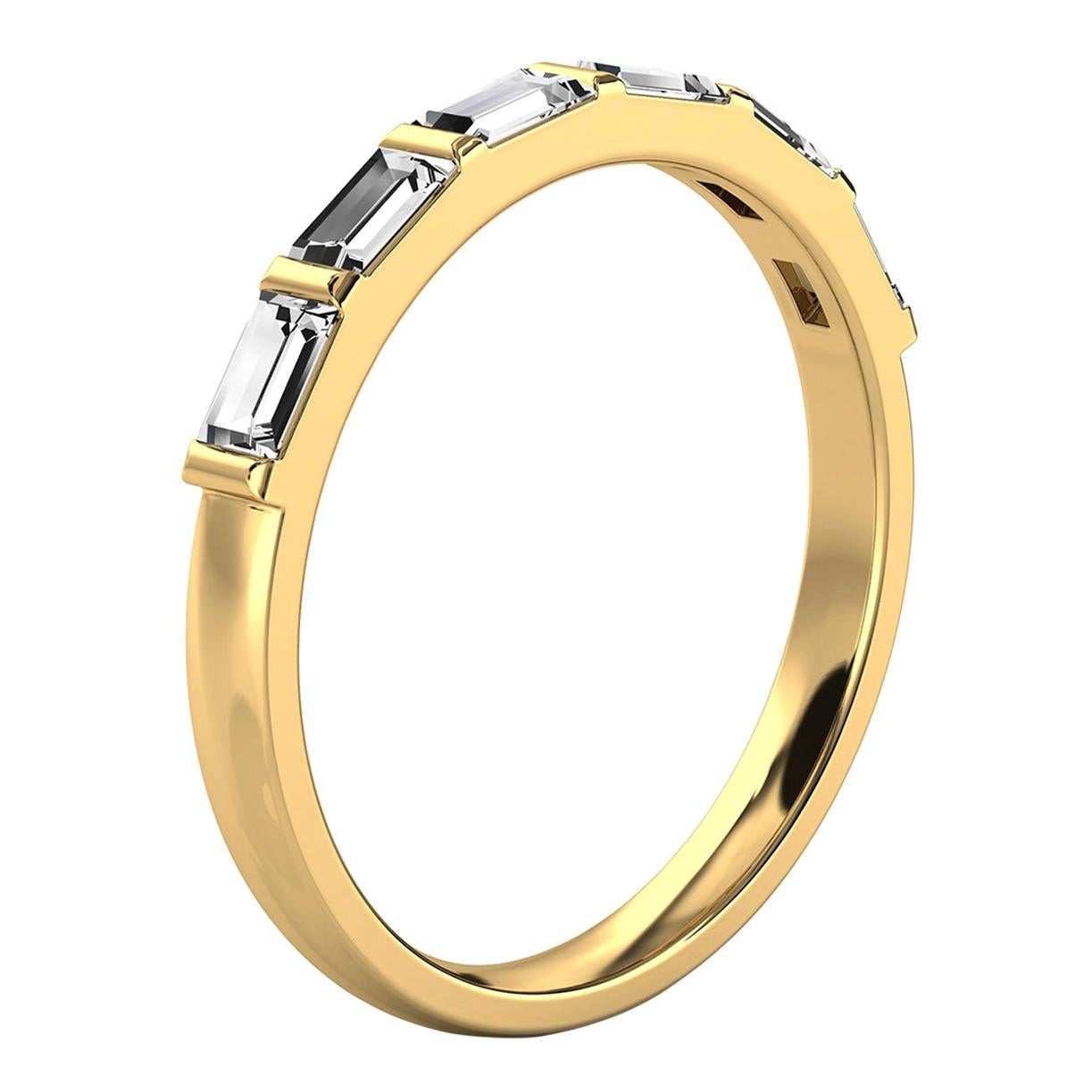 14k Yellow Gold Lindie Baguette Organic Design Diamond Ring '1/2 Ct. Tw' For Sale