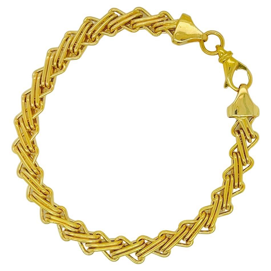 14k Gold Twisted Link Bracelet at 1stDibs