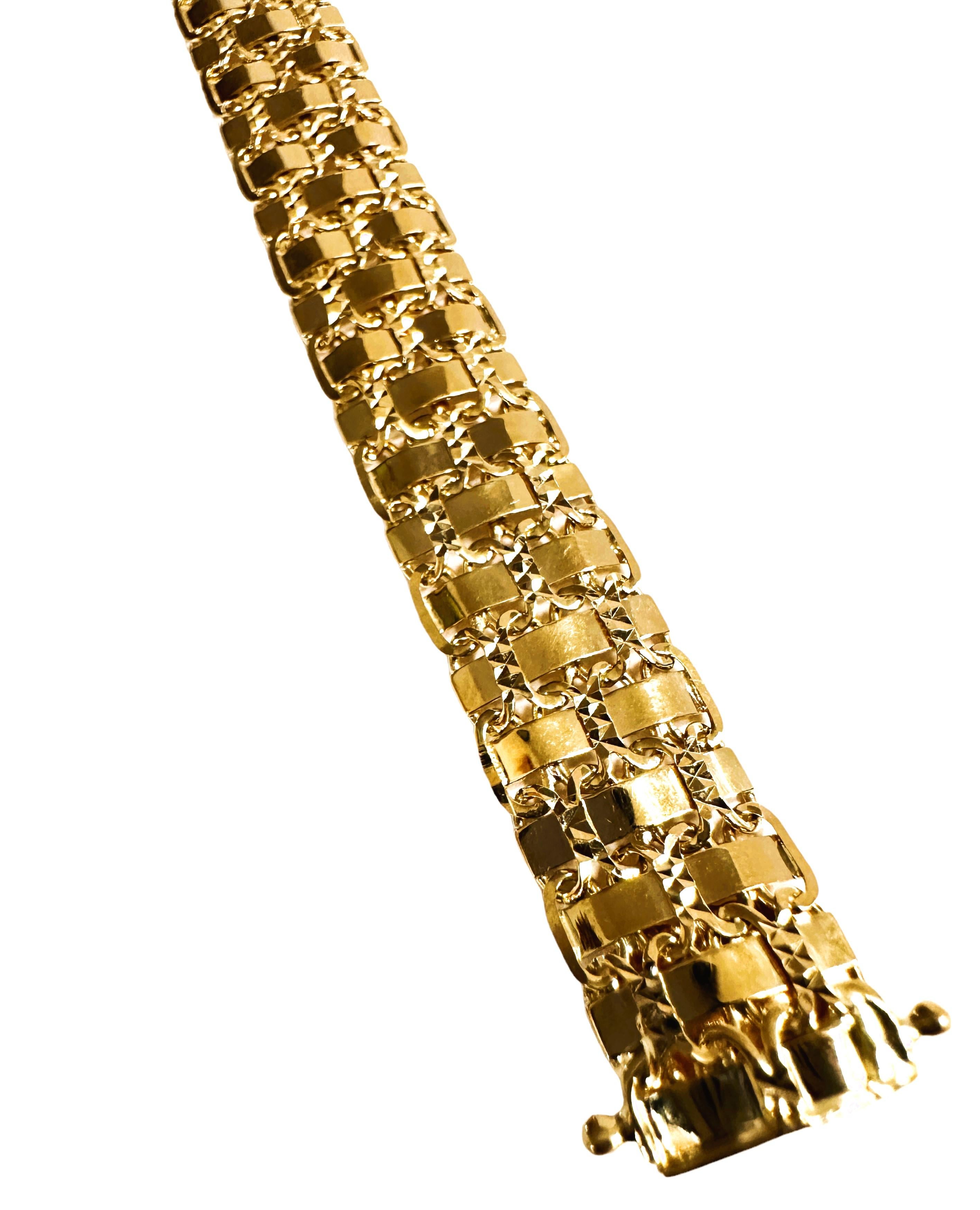 14k Gelbgold Ausgefallenes Gliederarmband 7,25 