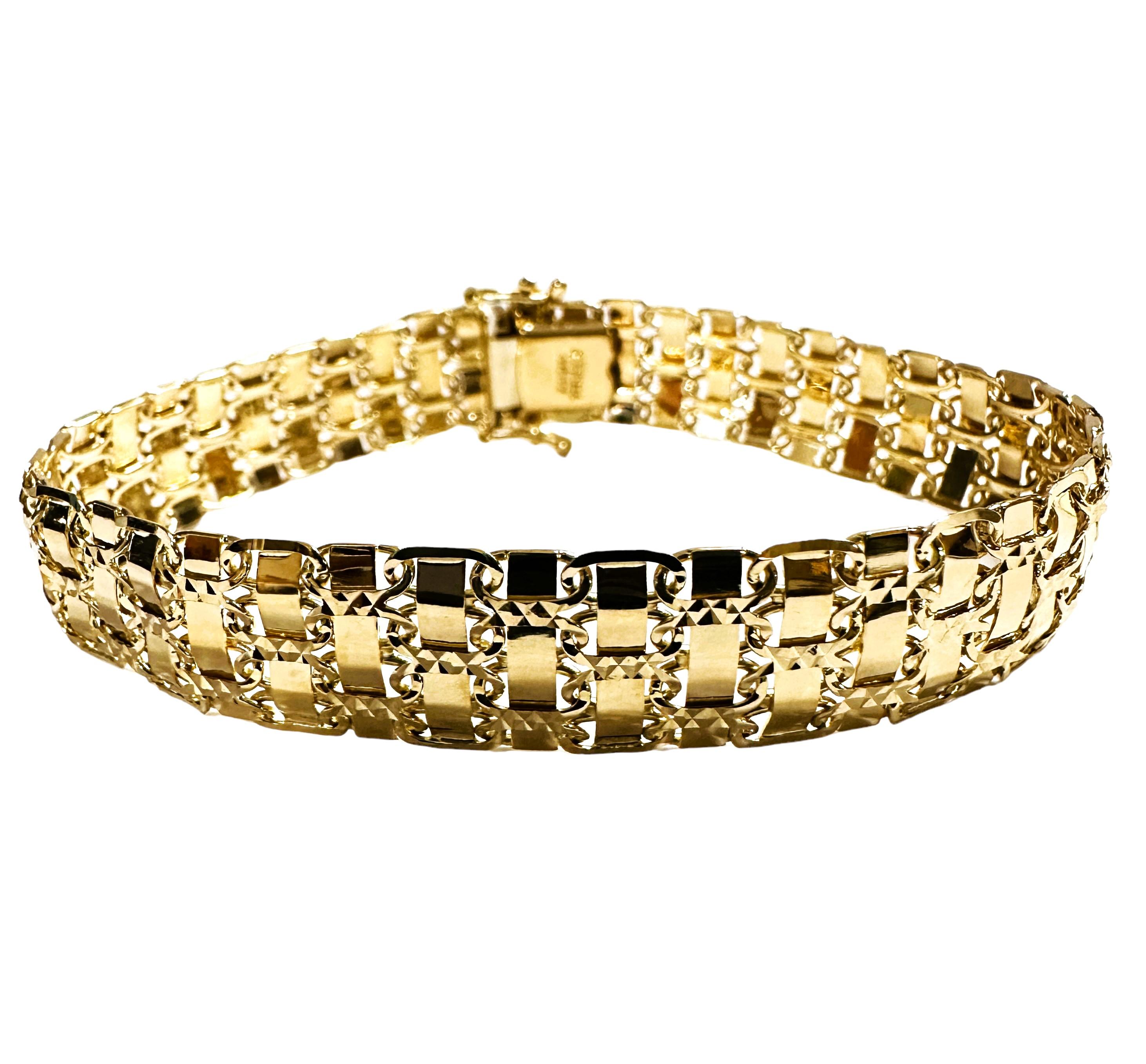 14k Gelbgold Ausgefallenes Gliederarmband 7,25 