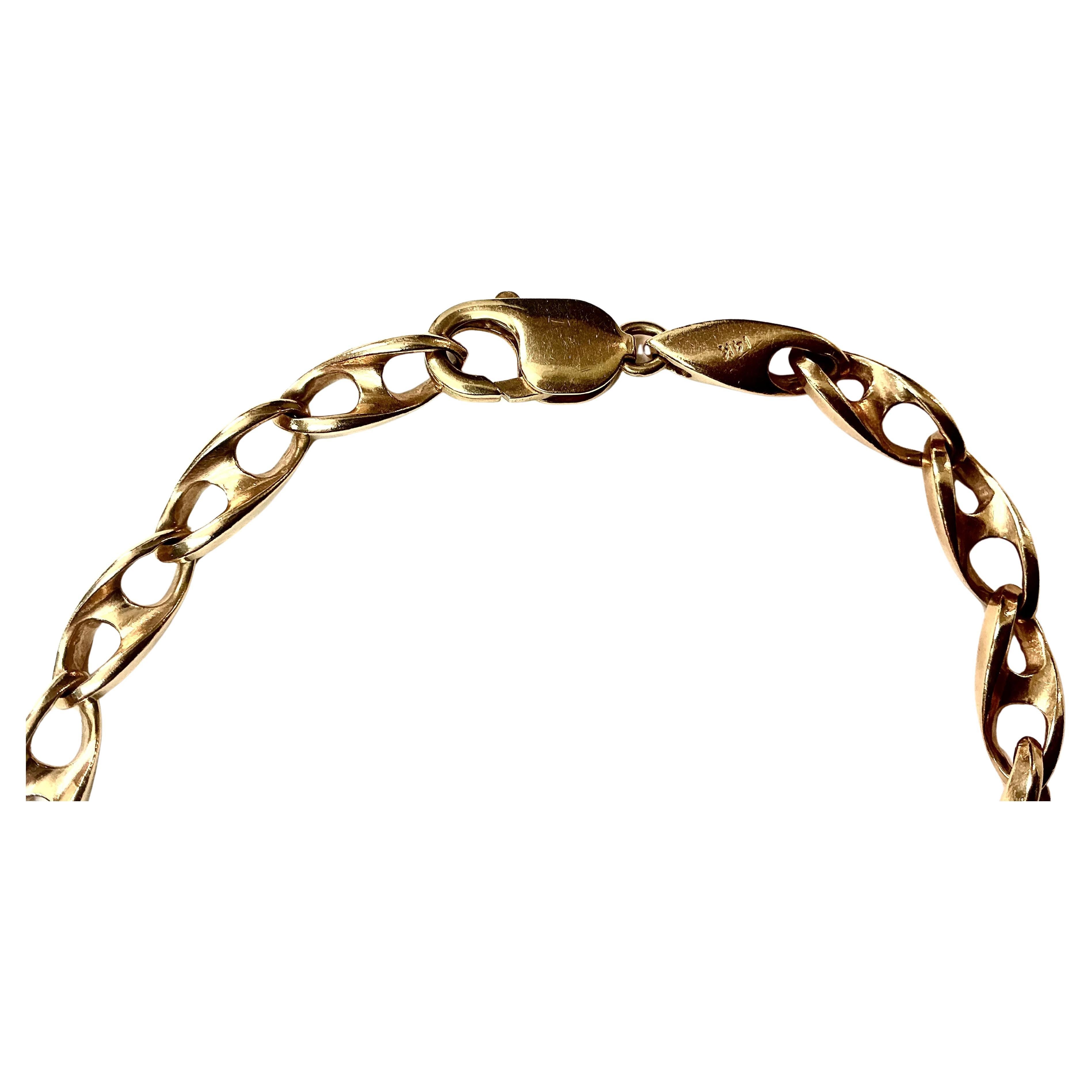 Moderne Bracelet à maillons en or jaune 14k en vente
