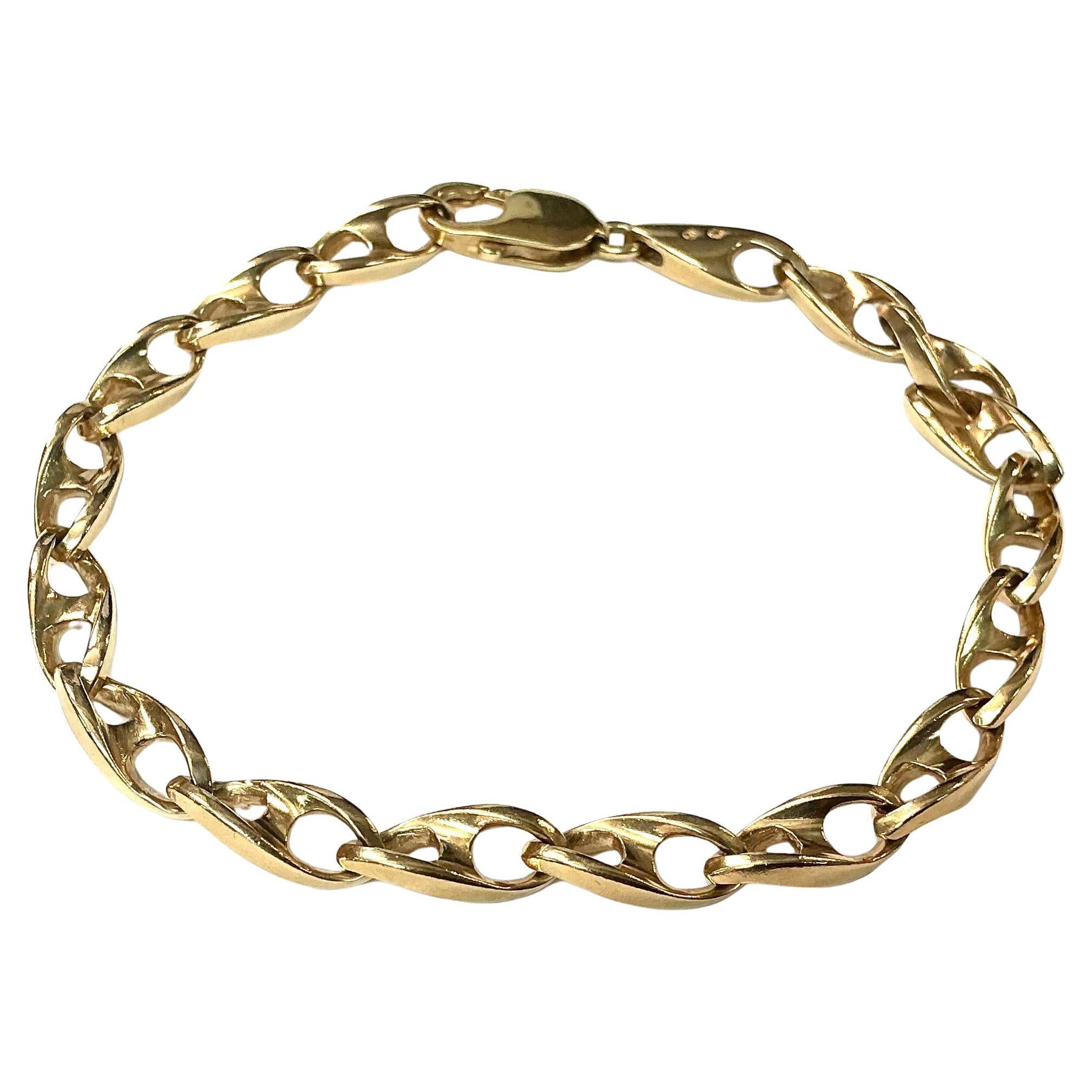 Bracelet à maillons en or jaune 14k en vente