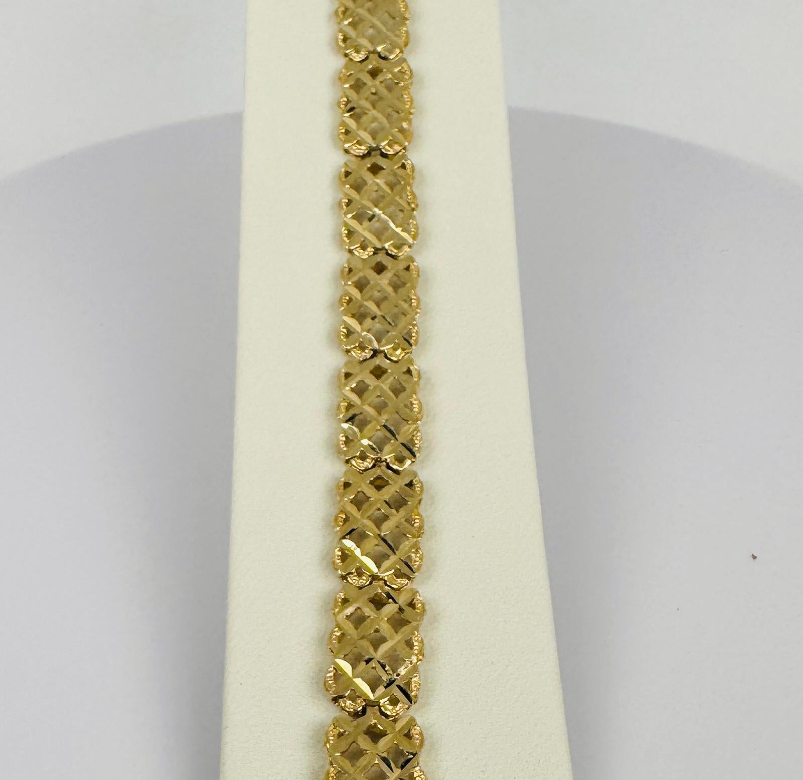 Bracelet à maillons en or jaune 14k - motif raffiné 7,5 grammes 4