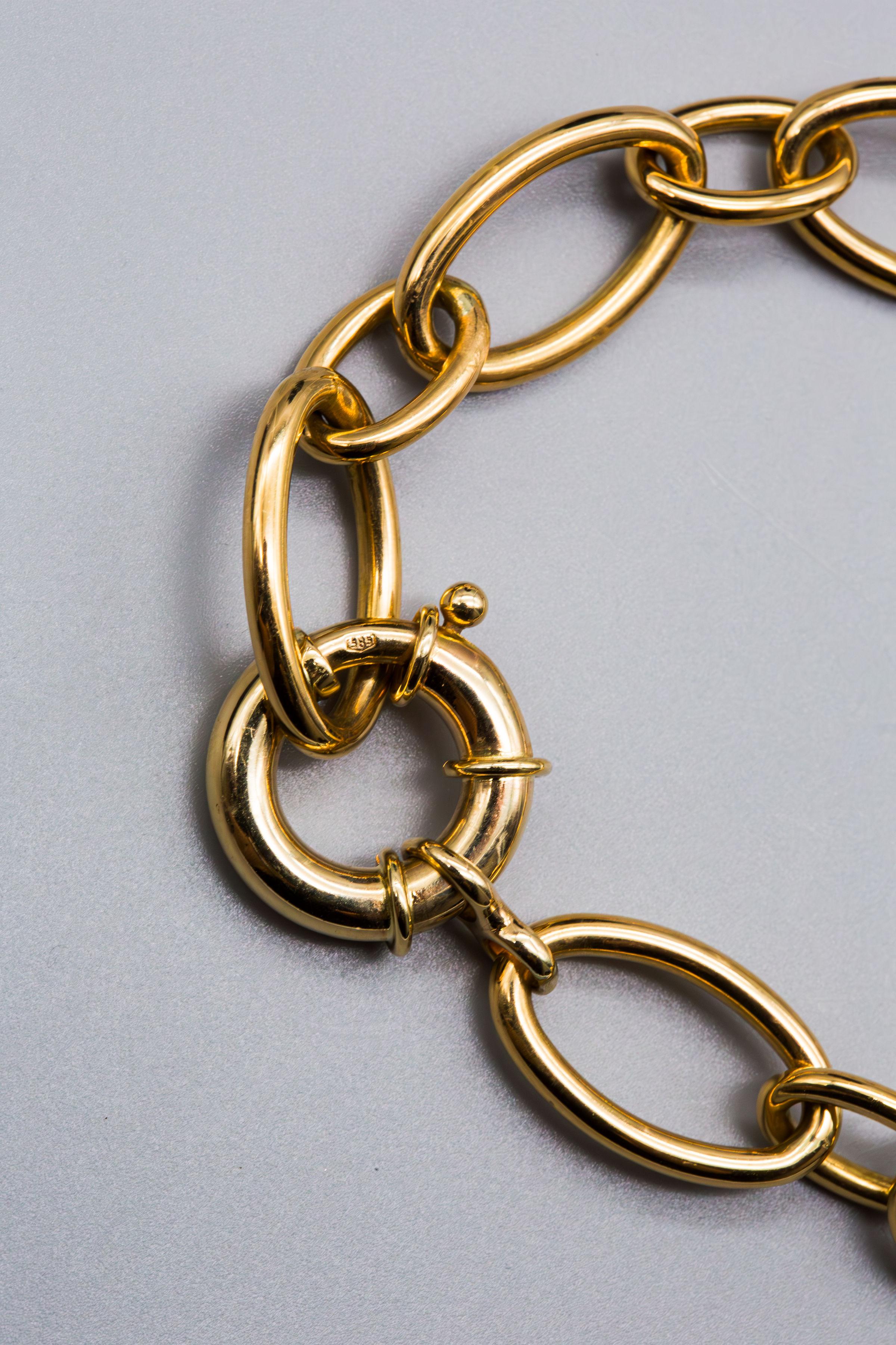 Bracciale A Link in oro giallo 14k con chiusura oversize In condizioni buone in vendita a Bernardsville, NJ