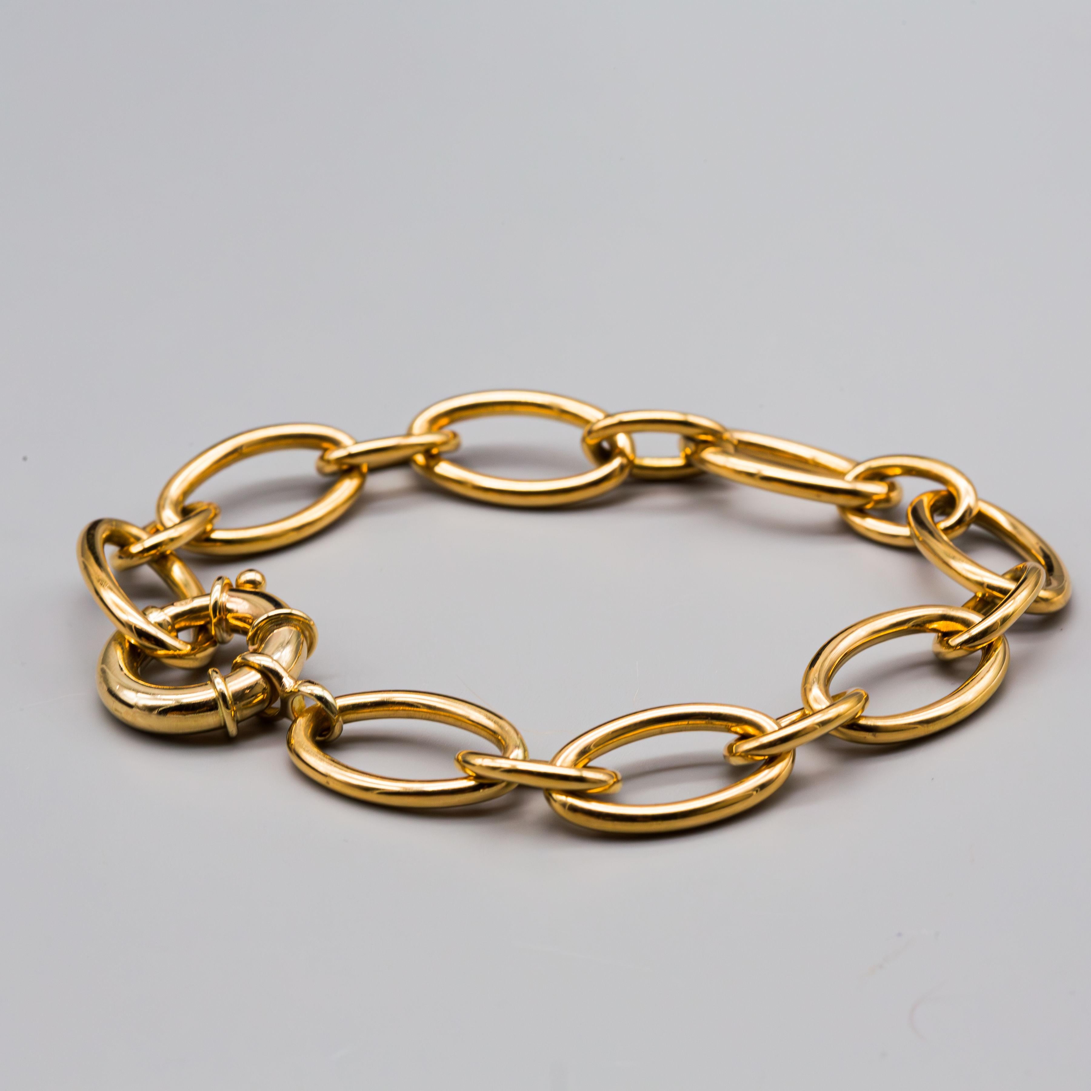 da uomo o donna Bracciale A Link in oro giallo 14k con chiusura oversize in vendita