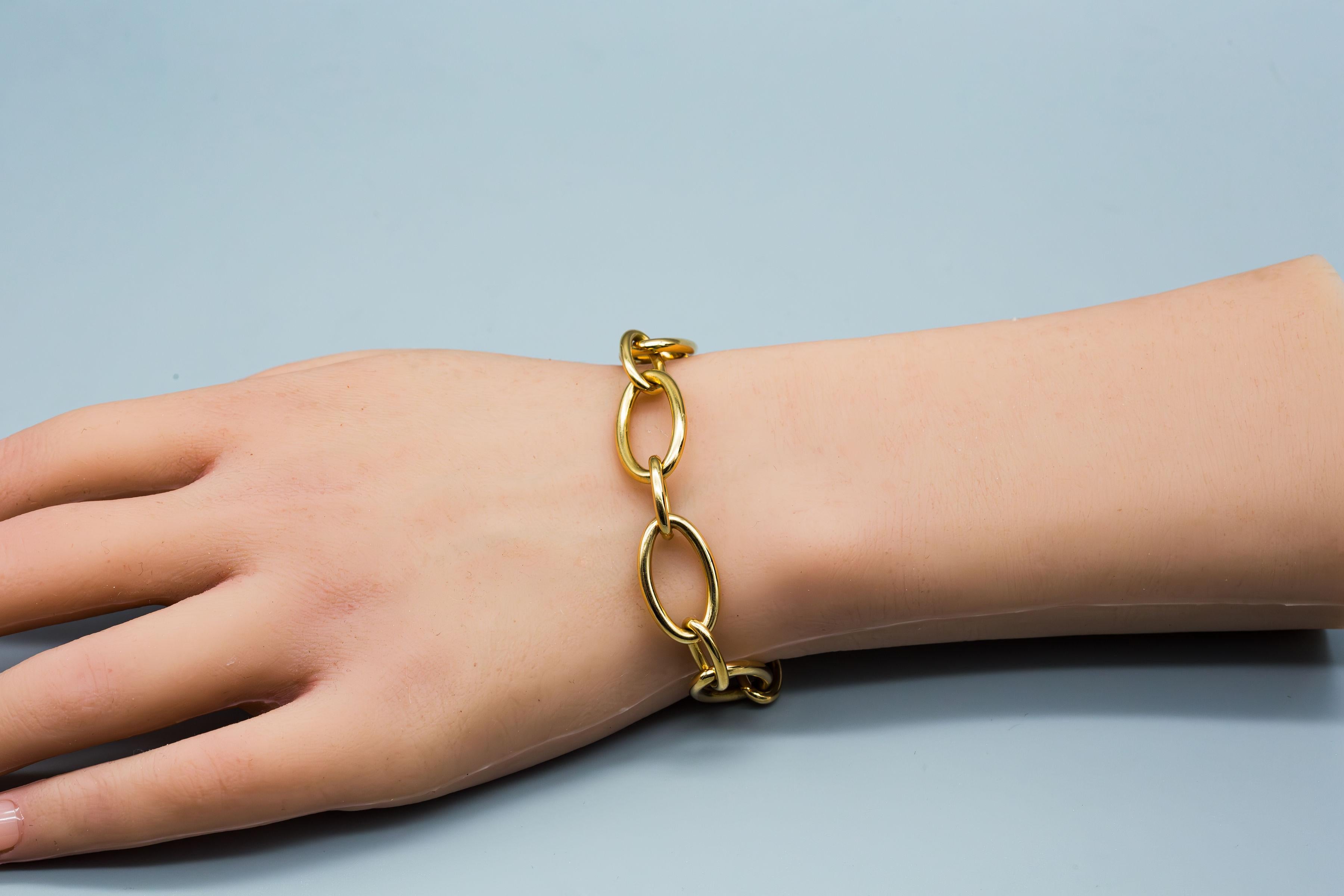 Bracciale A Link in oro giallo 14k con chiusura oversize in vendita 1