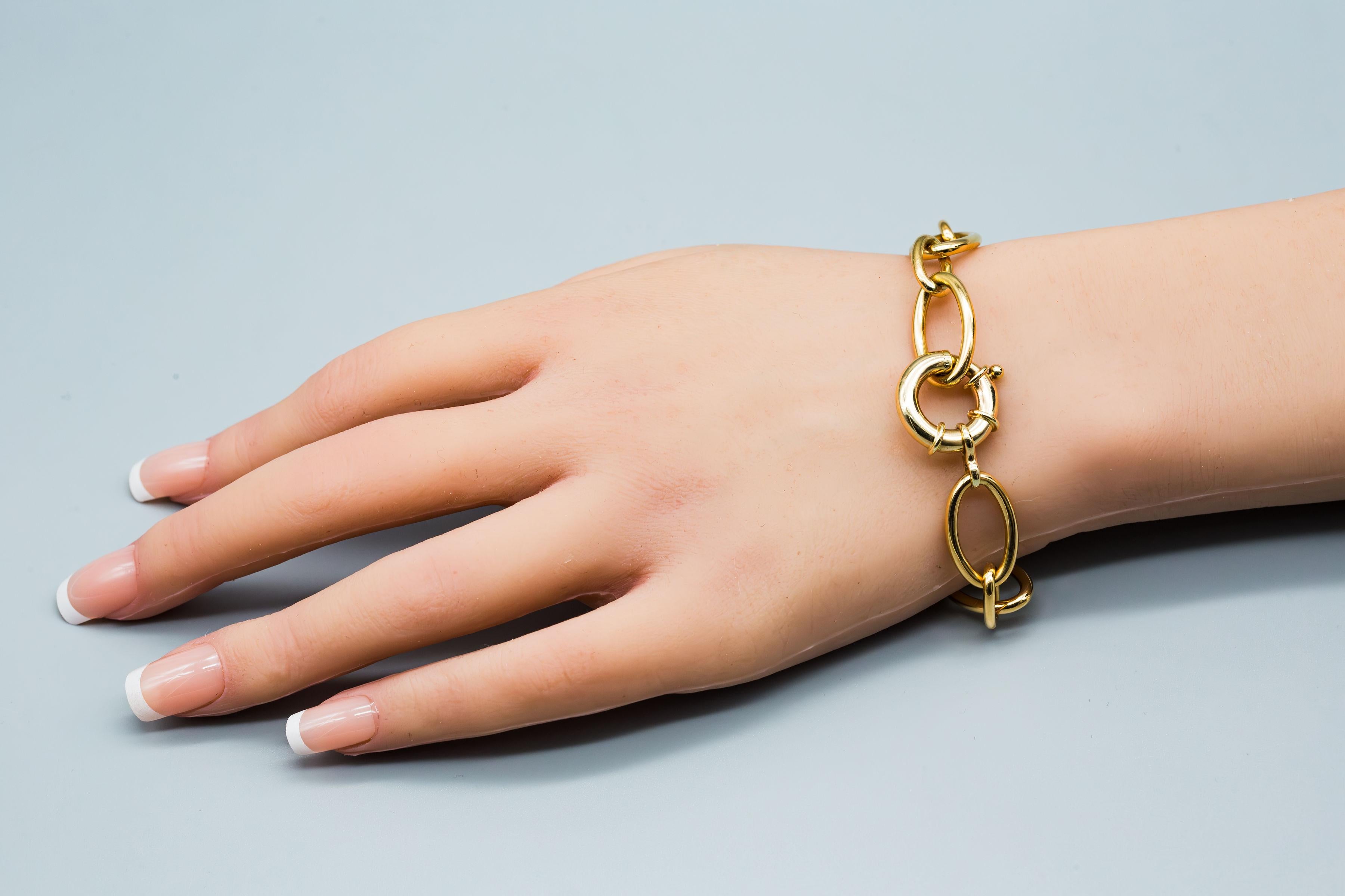 Bracciale A Link in oro giallo 14k con chiusura oversize in vendita 4