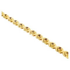 14k Yellow Gold Link Bracelet With Ruby Stones