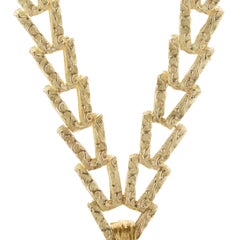 14k Yellow Gold Link Chain Necklace, 18k Yellow Gold Diamond Lion Pendant