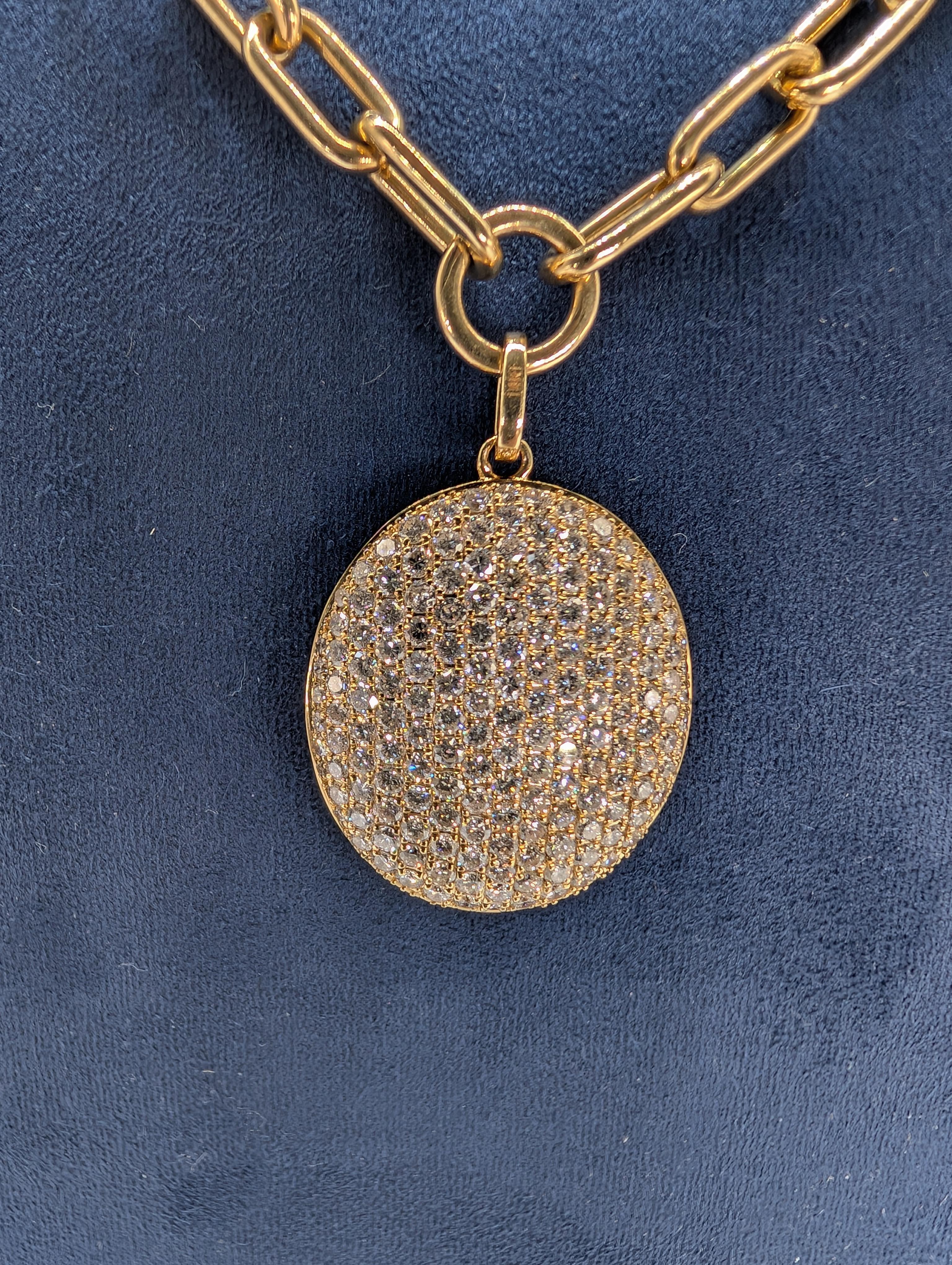 Chaîne collier à maillons en or jaune 14 carats et diamants 3,70 carats Pour femmes en vente