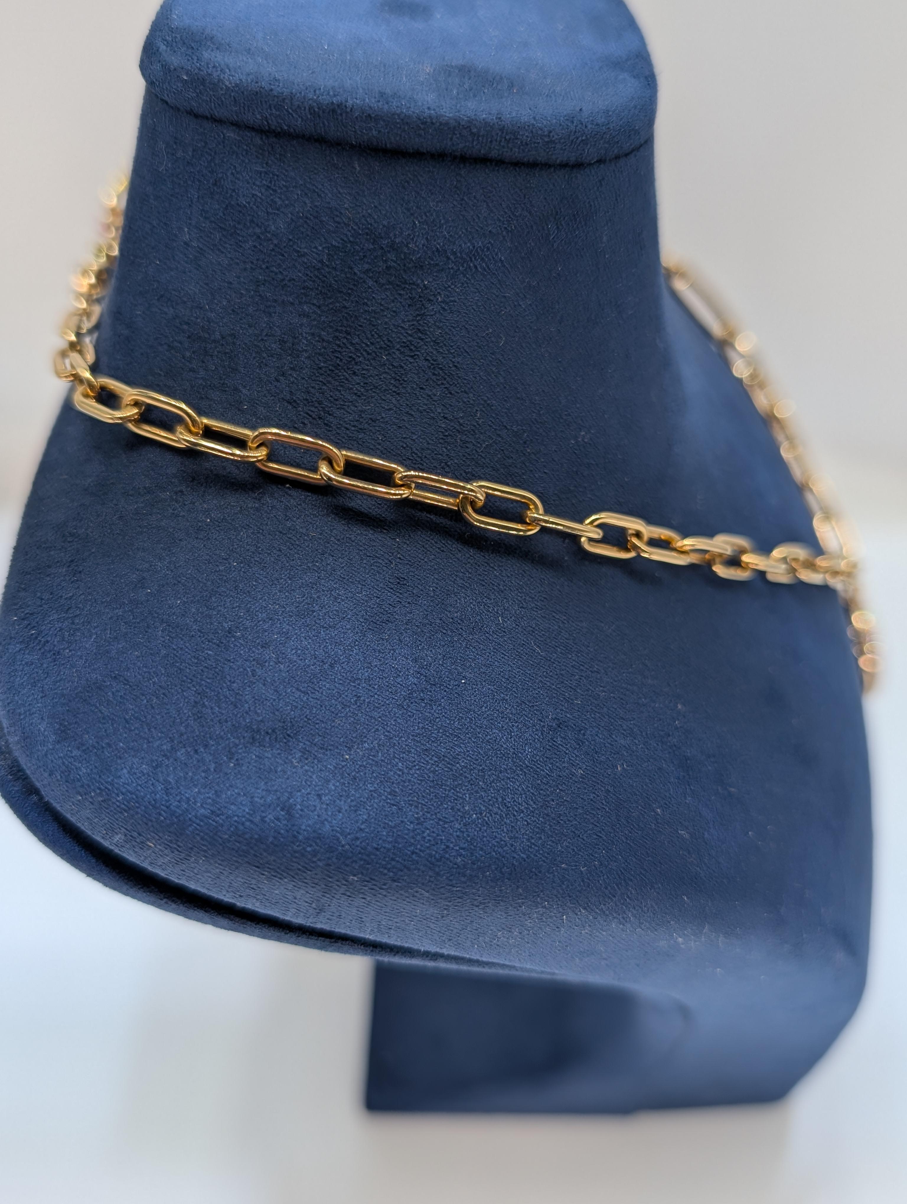 Chaîne collier à maillons en or jaune 14 carats et diamants 3,70 carats en vente 3