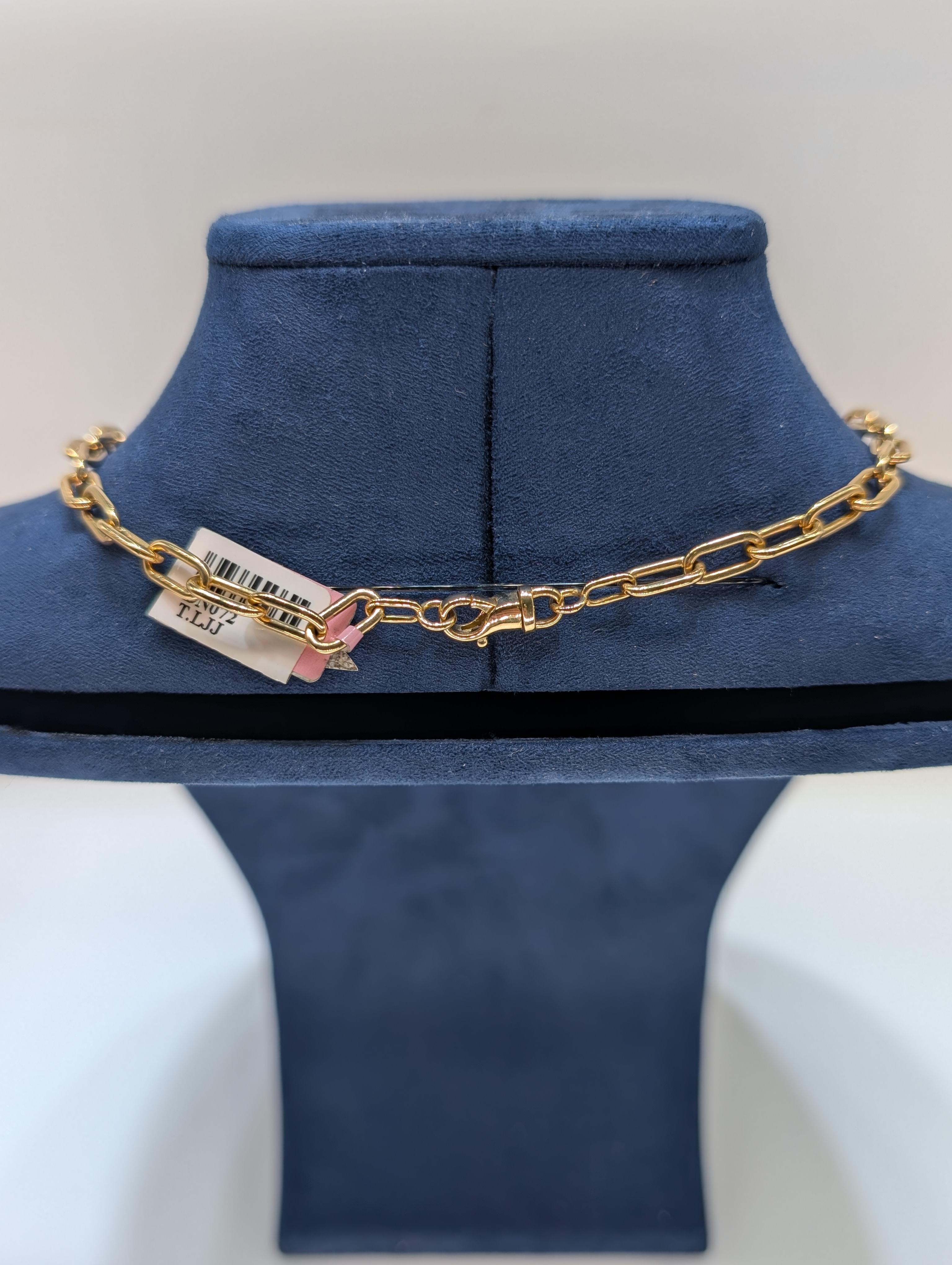 Chaîne collier à maillons en or jaune 14 carats et diamants 3,70 carats en vente 4