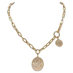 14K Yellow Gold Link Chain Necklace 3.70ct in Diamonds