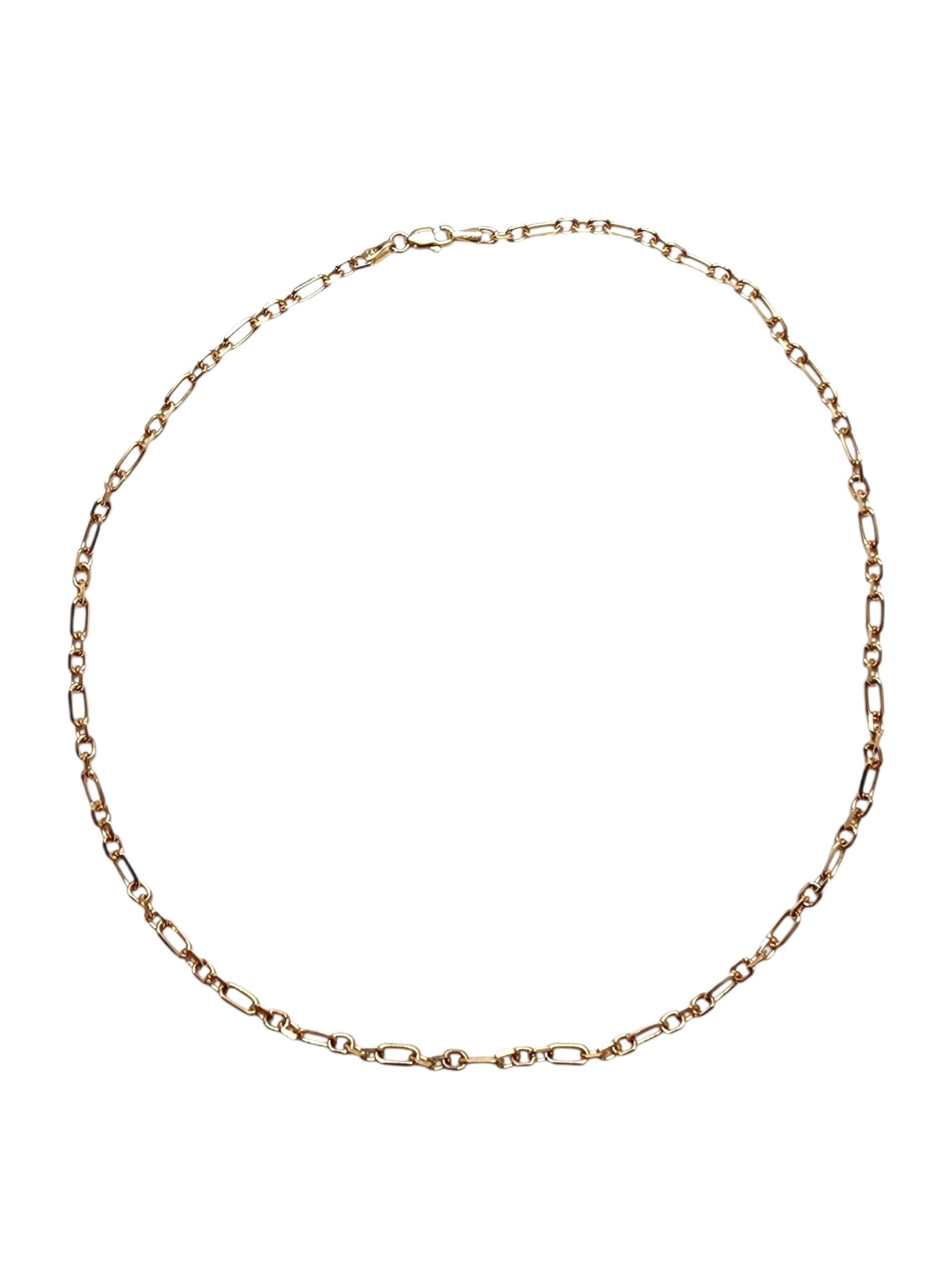 14K Yellow Gold Link Necklace

This necklace combines timeless shine with effortless style, making it your go-to piece for any occasion. This piece features a link chain meticulously detailed in 14 karat yellow gold.

Hallmark: 14Kt ITALY

Weight: