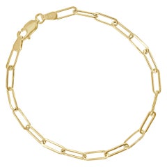 14 Karat Yellow Gold Link Paperclip Chain Bracelet