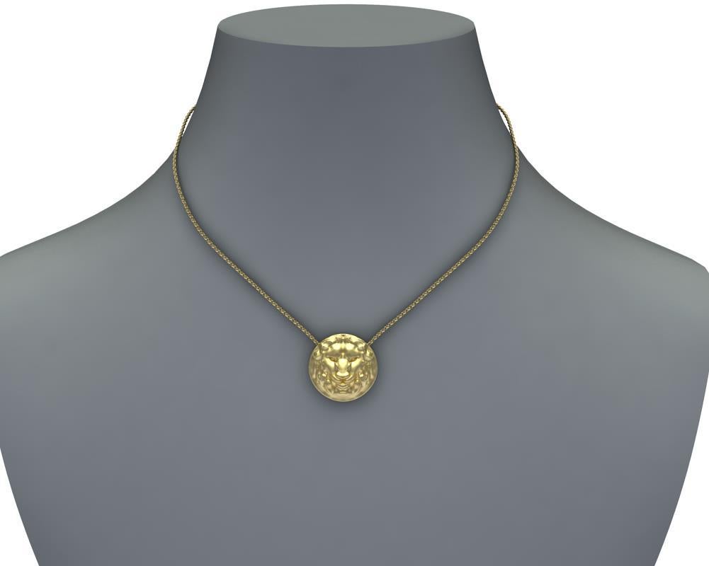 Collier pendentif lion léopard en or jaune 14 carats pour femme de 46 cm  Unisexe en vente