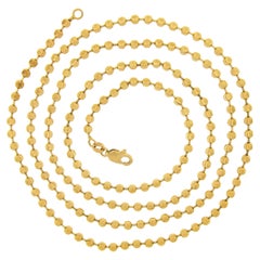 14k Yellow Gold Long 30.5" 2.9mm Moon Cut Round Bead Ball Link Chain Necklace