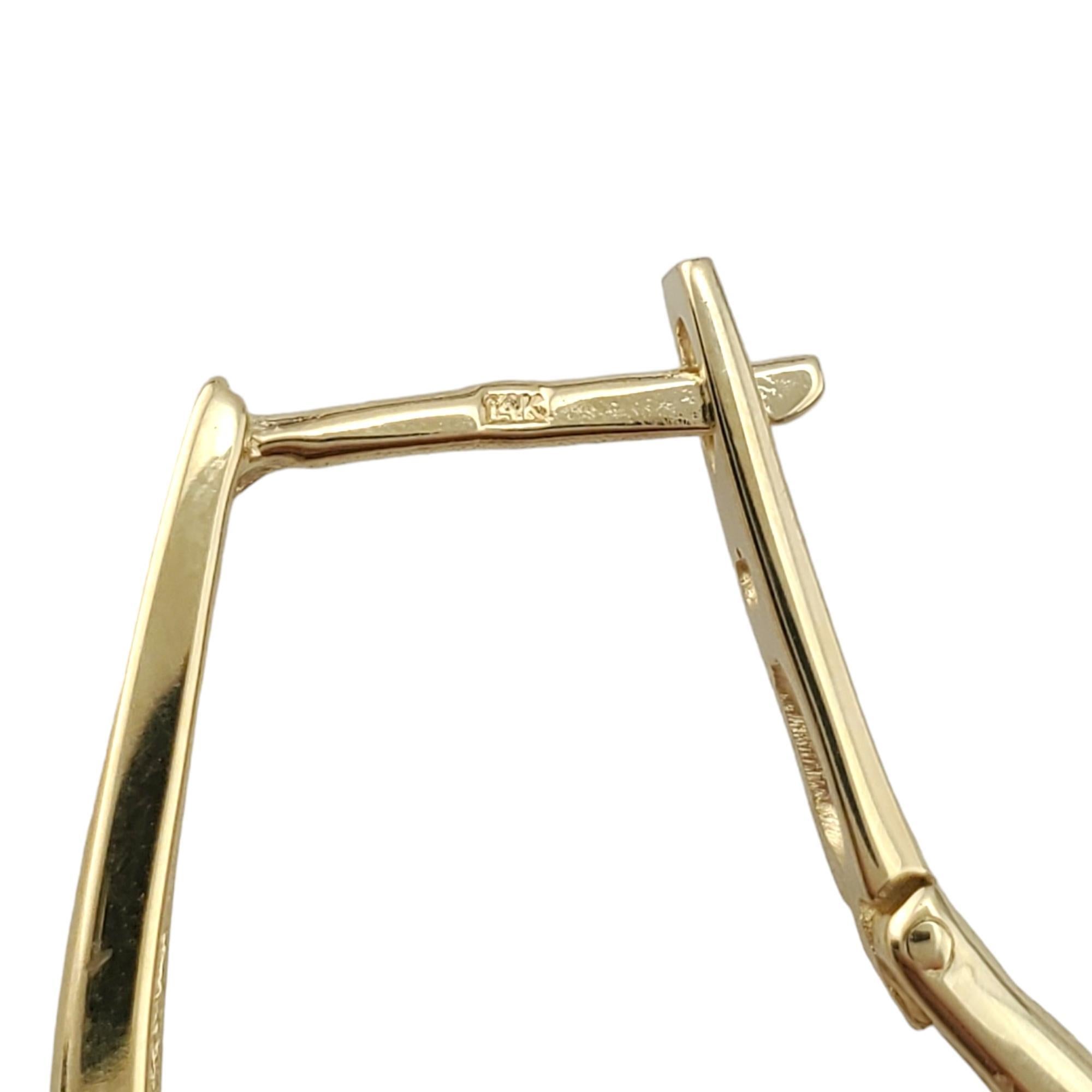 Women's 14K Yellow Gold Long Oval Hoop Earrings #17313 For Sale