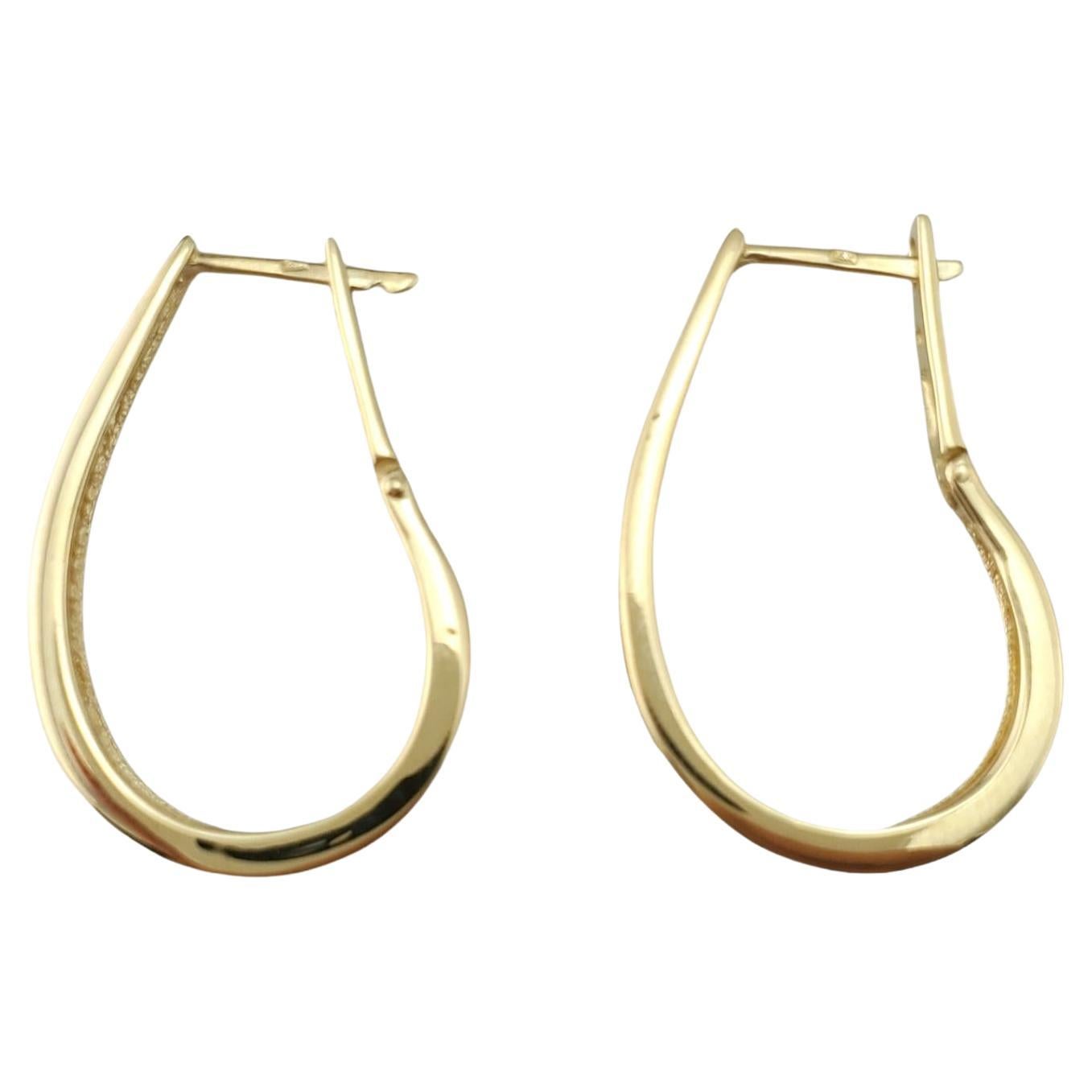 14K Yellow Gold Long Oval Hoop Earrings #17313 For Sale