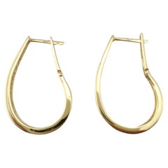 14K Yellow Gold Long Oval Hoop Earrings #17313