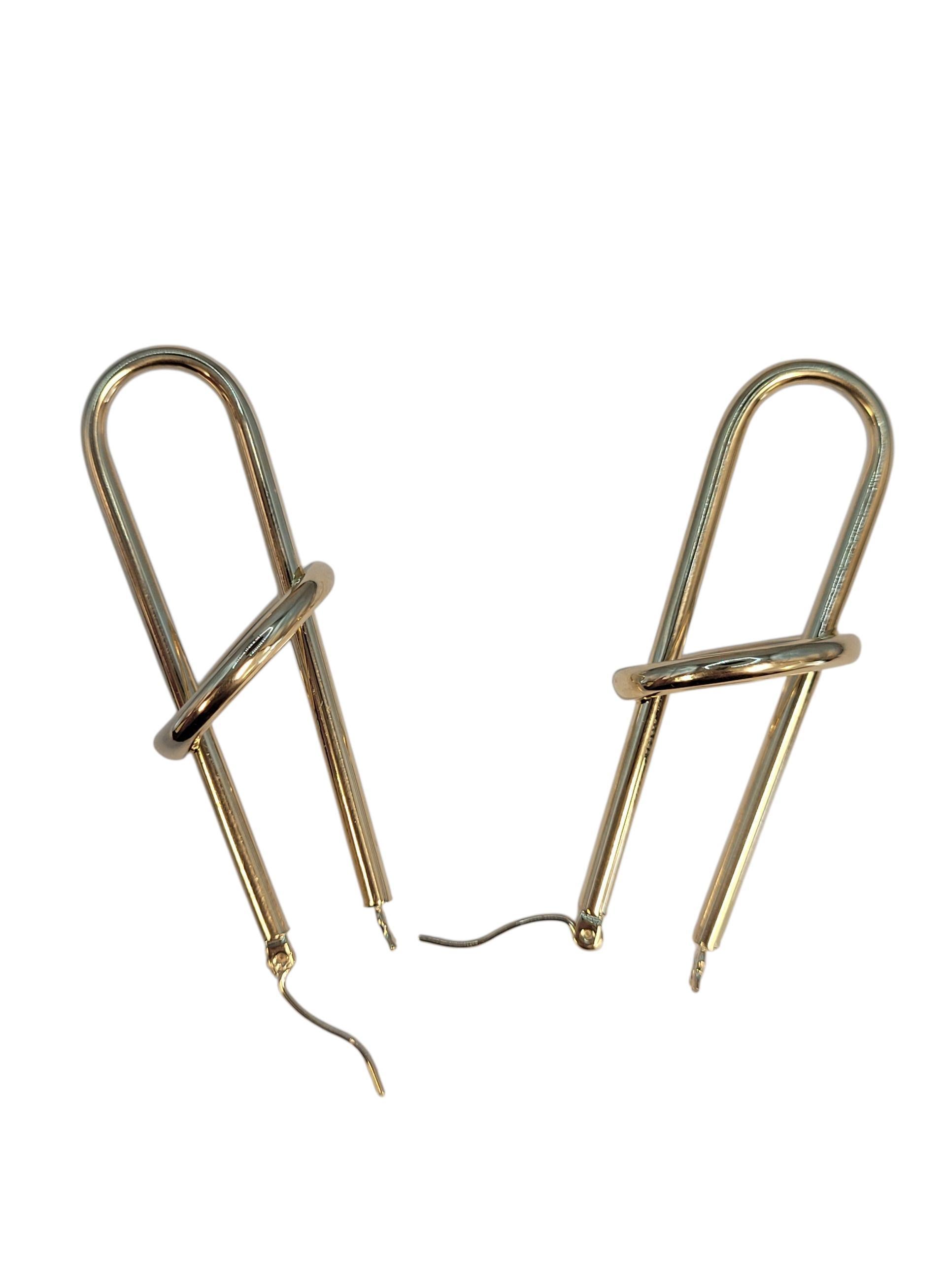 Donna Orecchini a cerchio ovali lunghi in oro giallo 14k #23147 in vendita