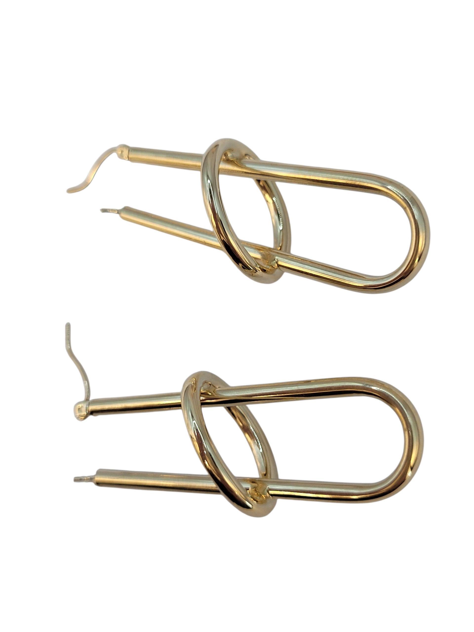 Orecchini a cerchio ovali lunghi in oro giallo 14k #23147 in vendita 1